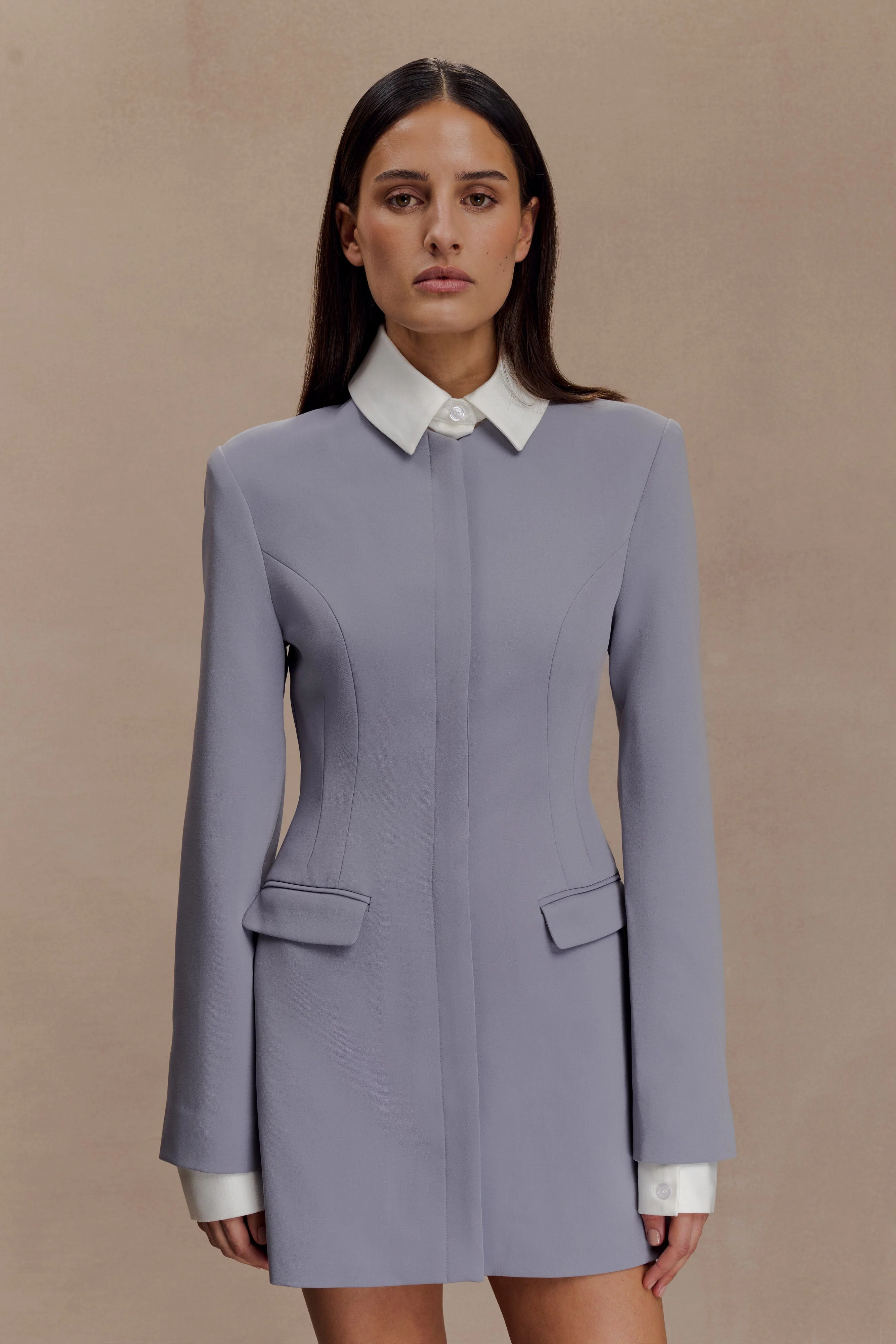 Gretchen Suiting Mini Dress - Grey