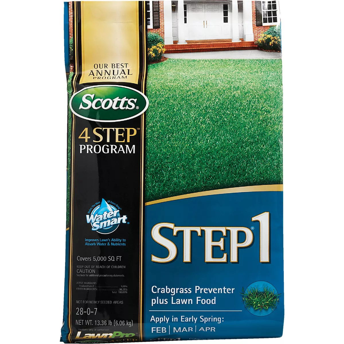 Scotts 4 Step Program Step 1 13.46 Lb. 5000 Sq. Ft. Crabgrass Preventer Plus Lawn Food