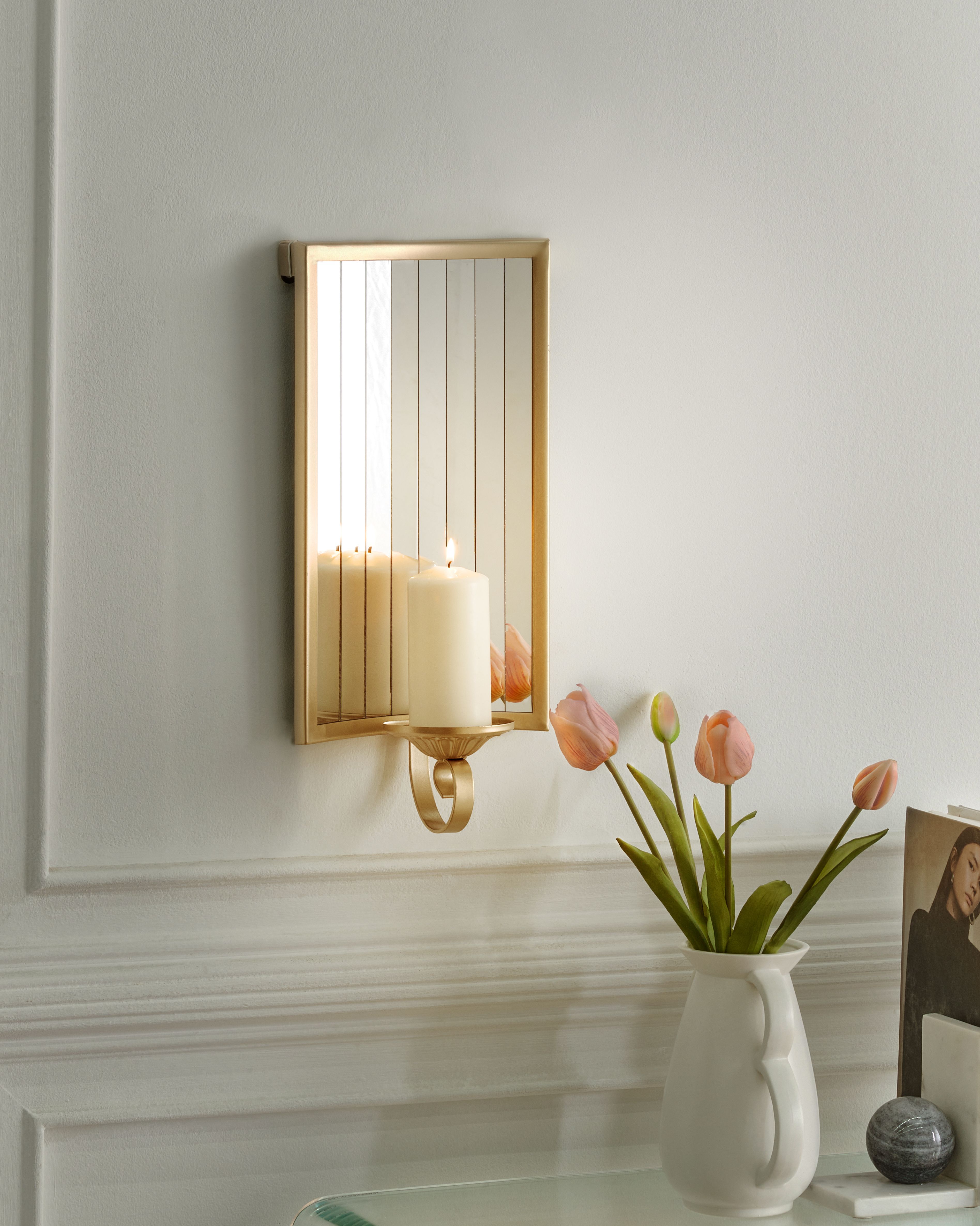 Wall Candle Holder SOBREDA Metal 41 cm Gold