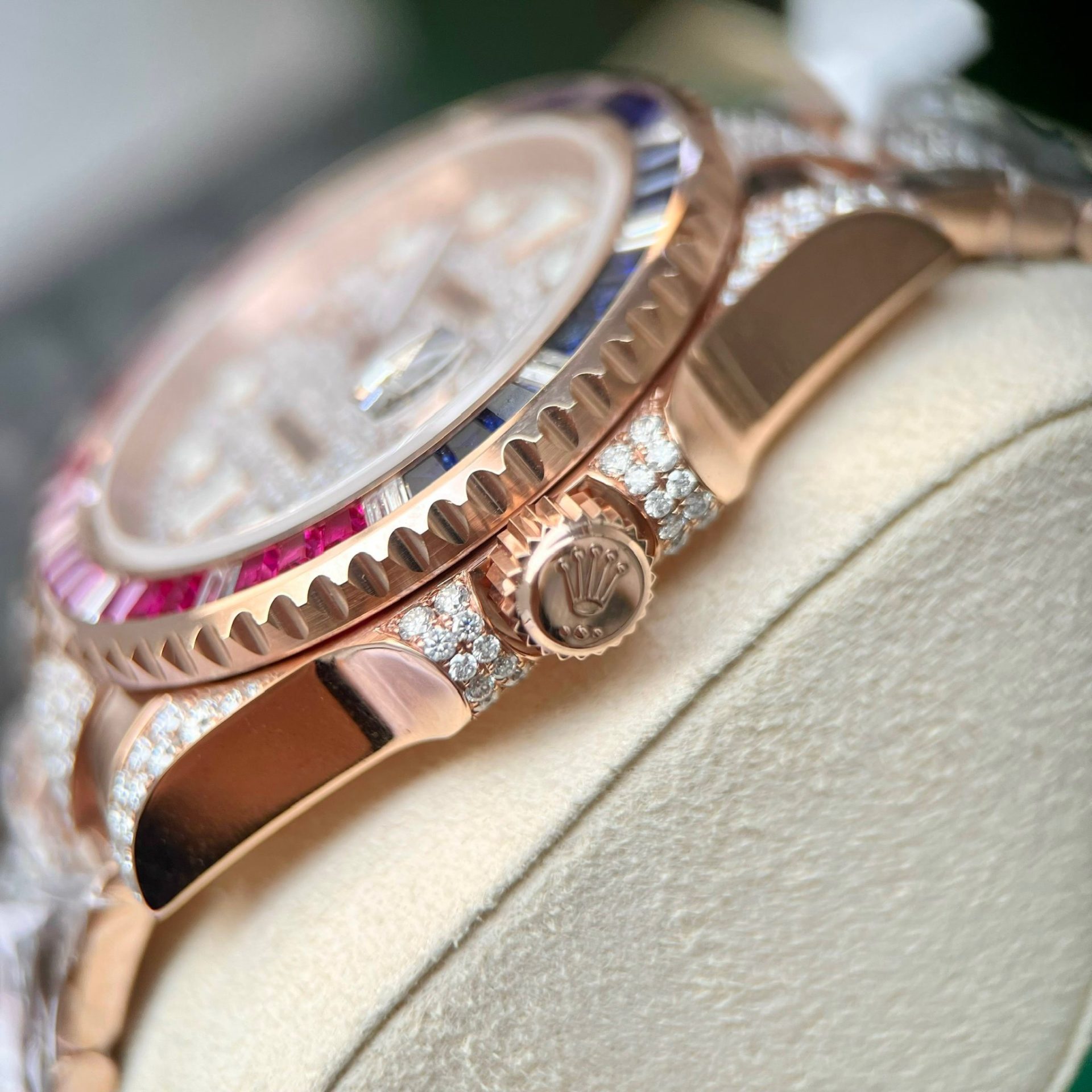 Rolex Replica 11 Watch GMT Master II Gold Wrapped Moissanite Diamond Sapphire 40mm - Top club