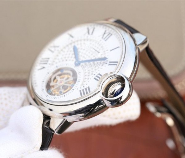Replica Cartier Ballon Bleu de Cartier Tourbillon SS Leather Strap - Top club