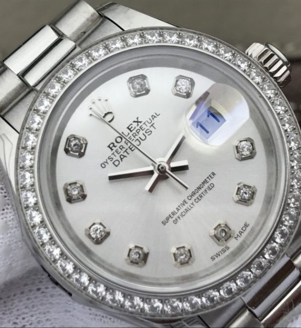 Replica Rolex DateJust 28mm Diamonds Bezel White Dial Diamonds Markers SS Bracelet A2236 - Top club