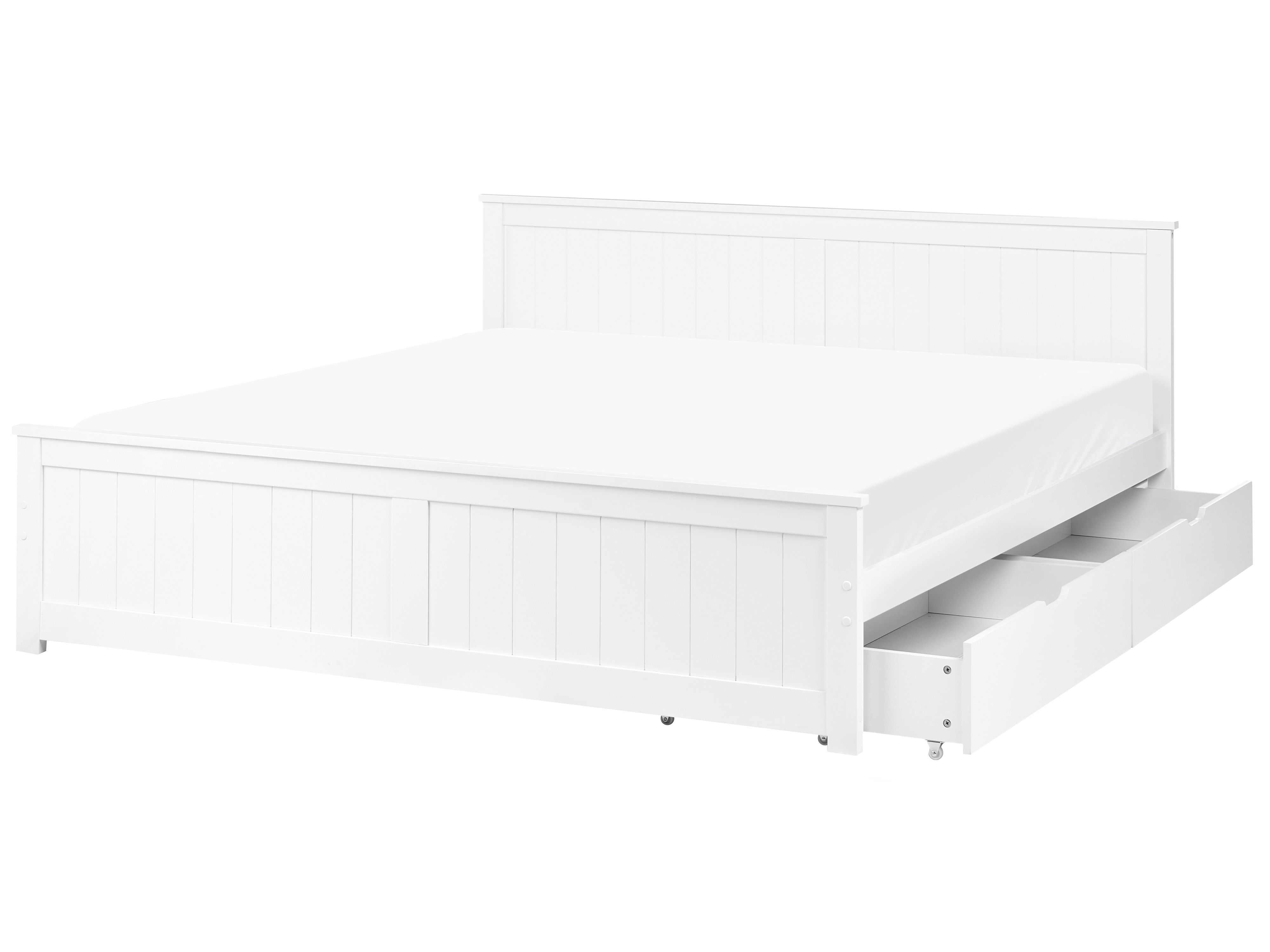 Bed with 2 Drawers Pine Wood SABRAN 180 x 200 cm (EU Super King) White