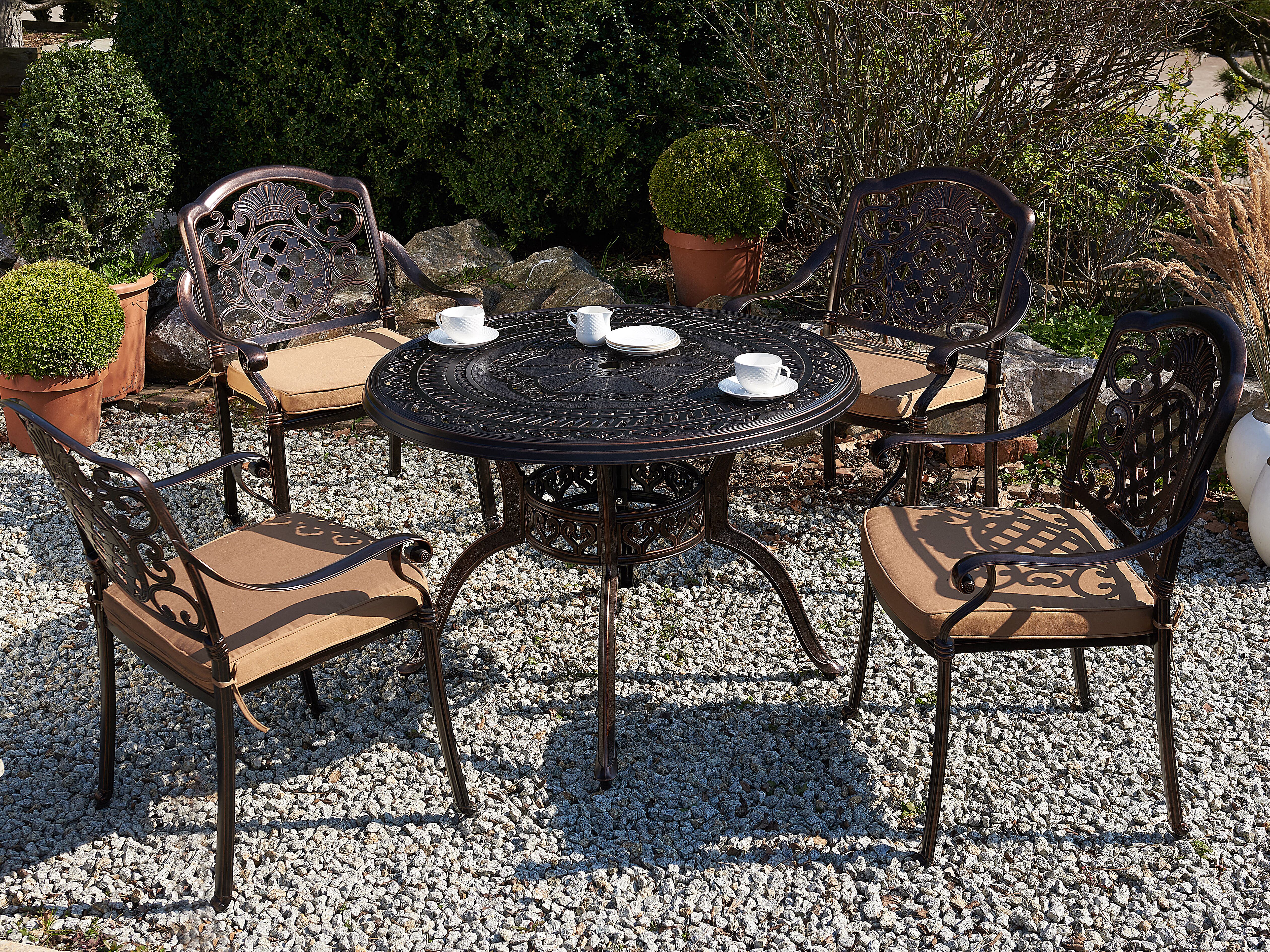 Garden Dining Table SALENTO 102 cm 102 cm Metal Dark Brown