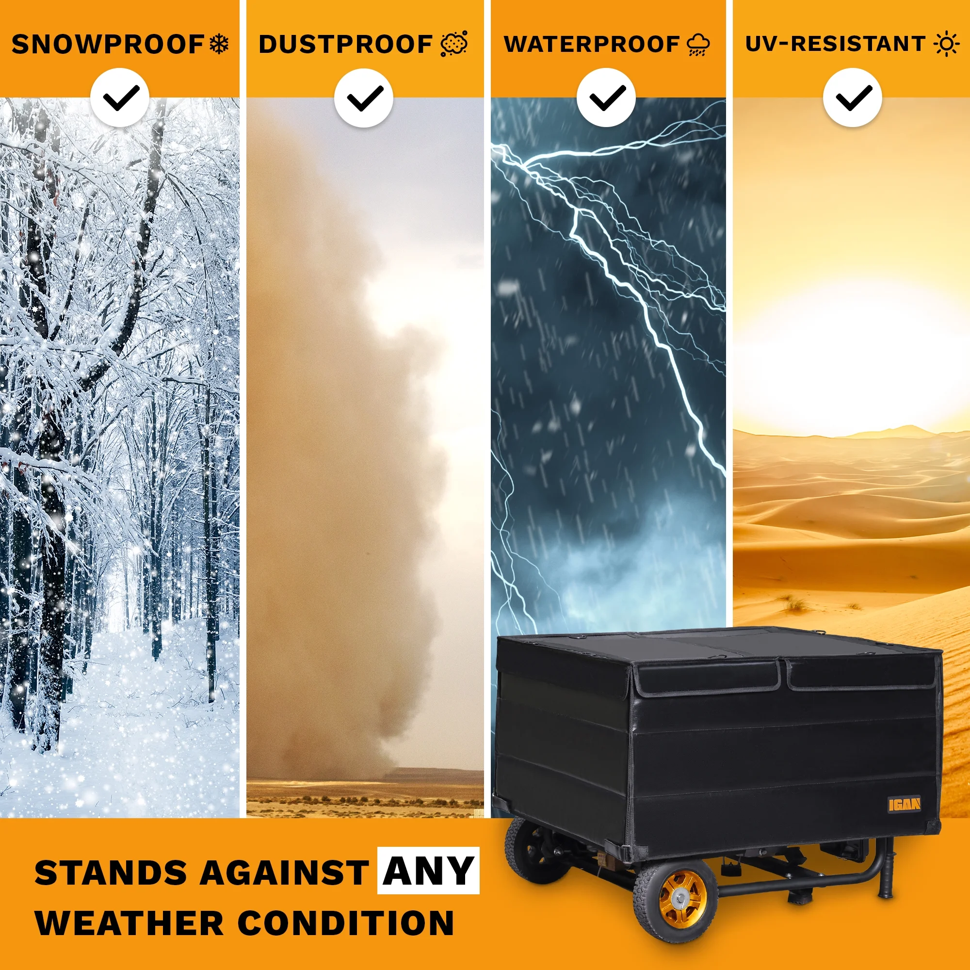 IGAN Generator Tent Waterproof Portable Cover for 3500�C12000 Watt 9,2 lb. Black - Image 3