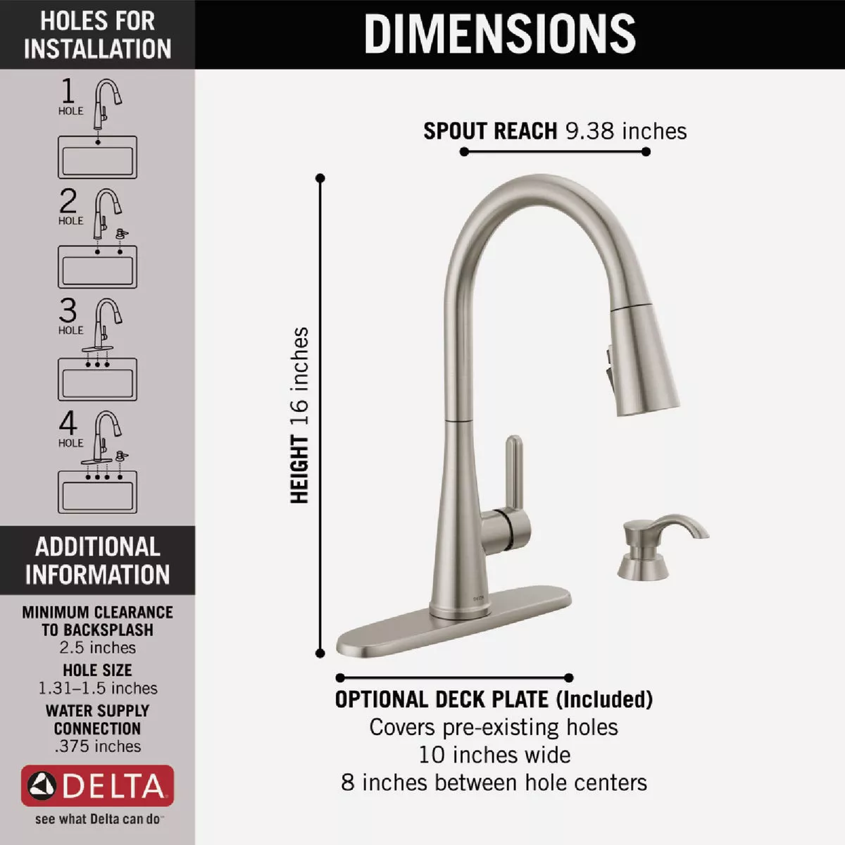 Delta Greydon 1-Handle Pull-Down Kitchen Faucet with Soap Dispenser, Stainless