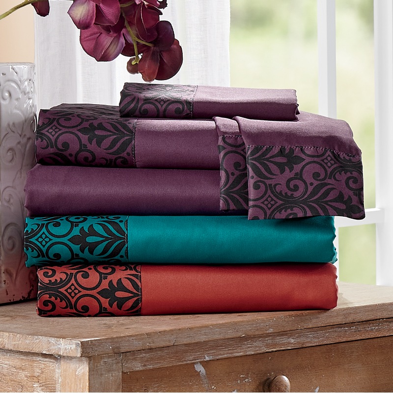 Color Connection Damask Microfiber Sheet Set - MIDNIGHT VELVET CATALOG