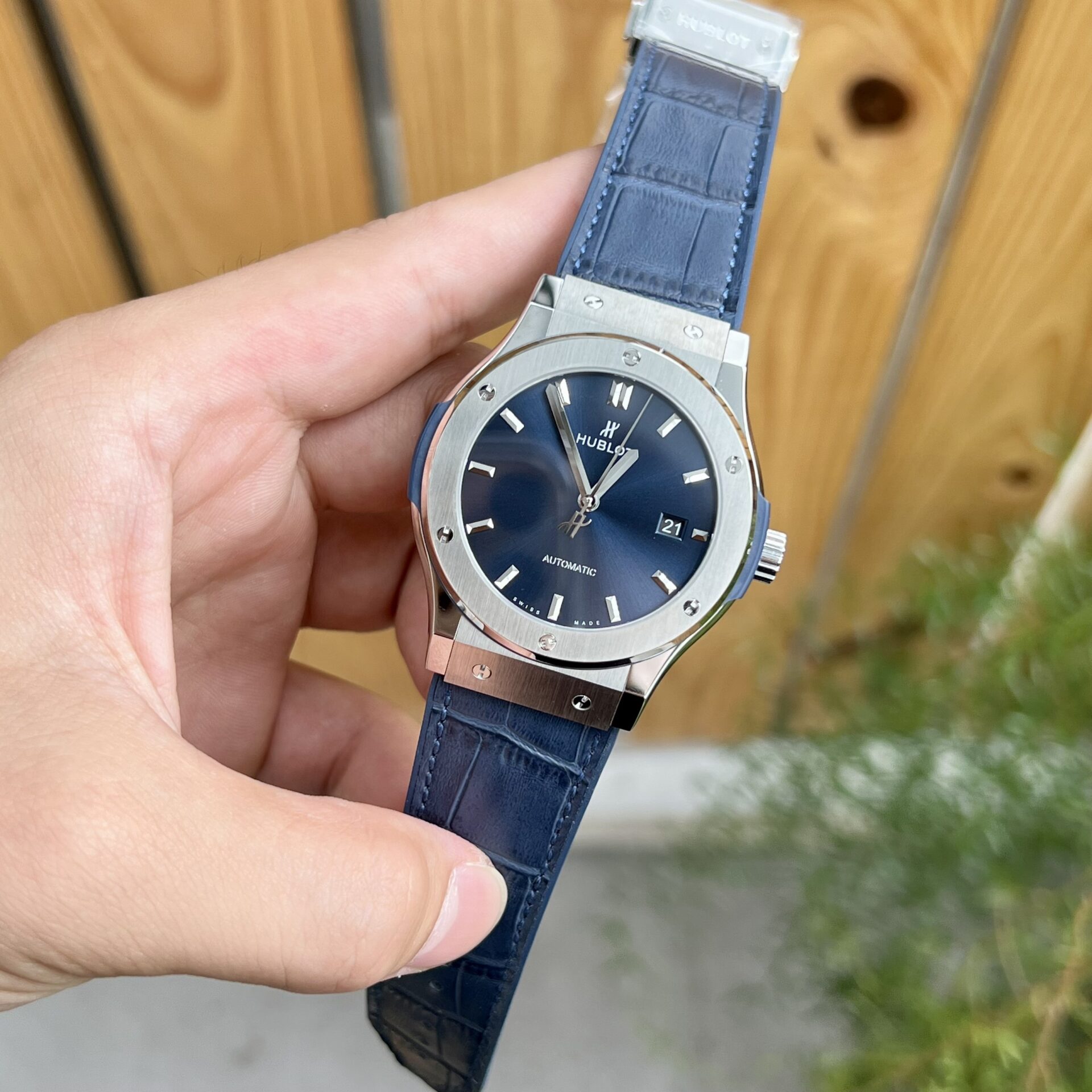 Hublot Replica 1:1 Watch Classic Fusion Titanium Blue Leather Strap JJF 42mm - Top club