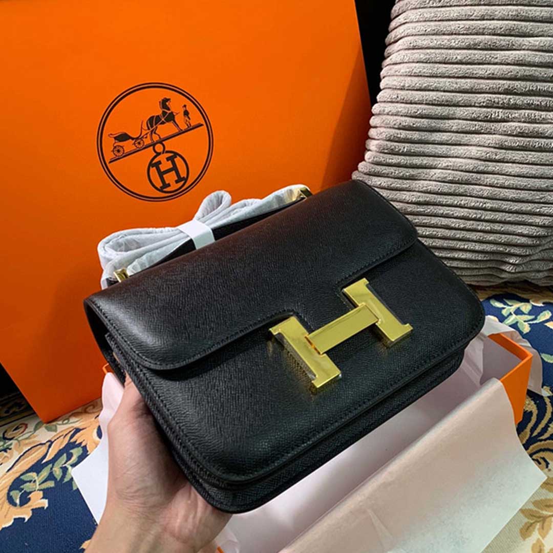 Replica Hermes Aaa-Constance Handbag 24Cm 19Cm Black/White/Pink1:1High-quality replica