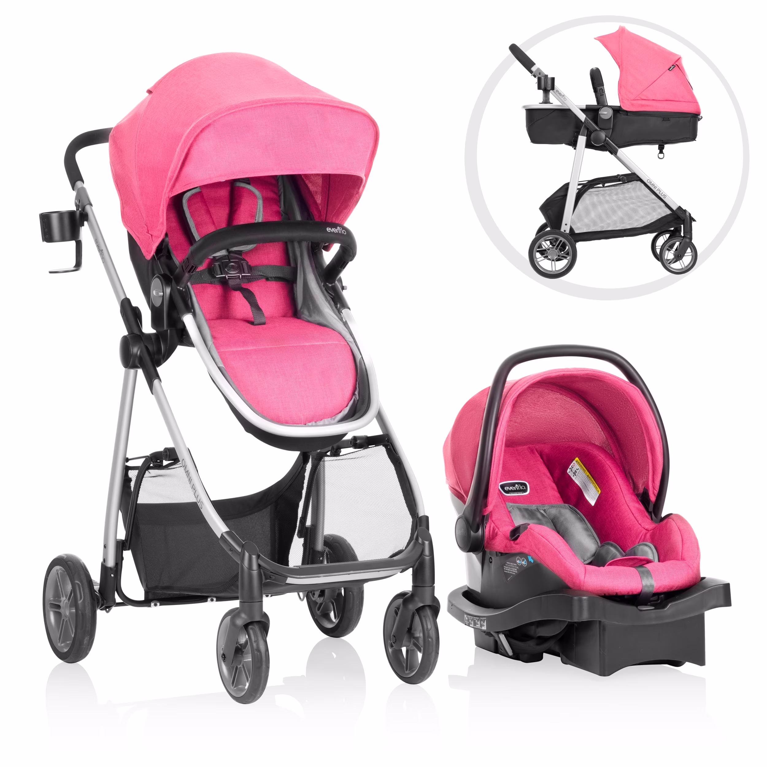 Evenflo Omni Plus Modular Travel System with LiteMax Sport Infant Car Seat, Mylar Gray, Unisex - Image 5