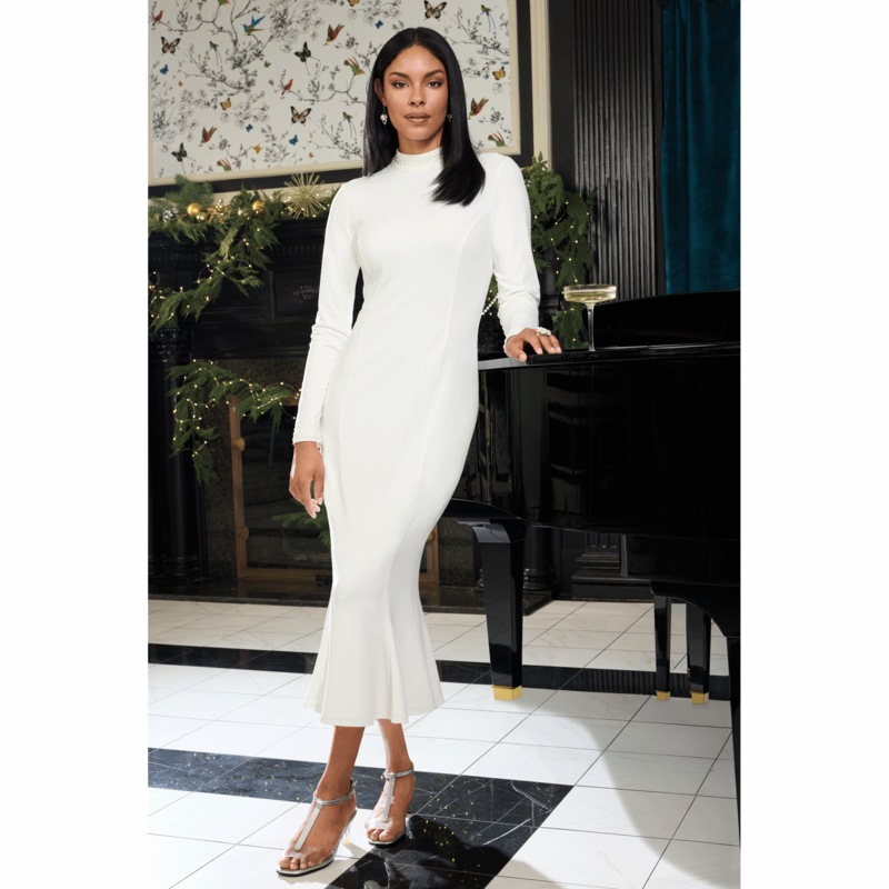 Perline Pearl Back Sheath Dress - MIDNIGHT VELVET CATALOG