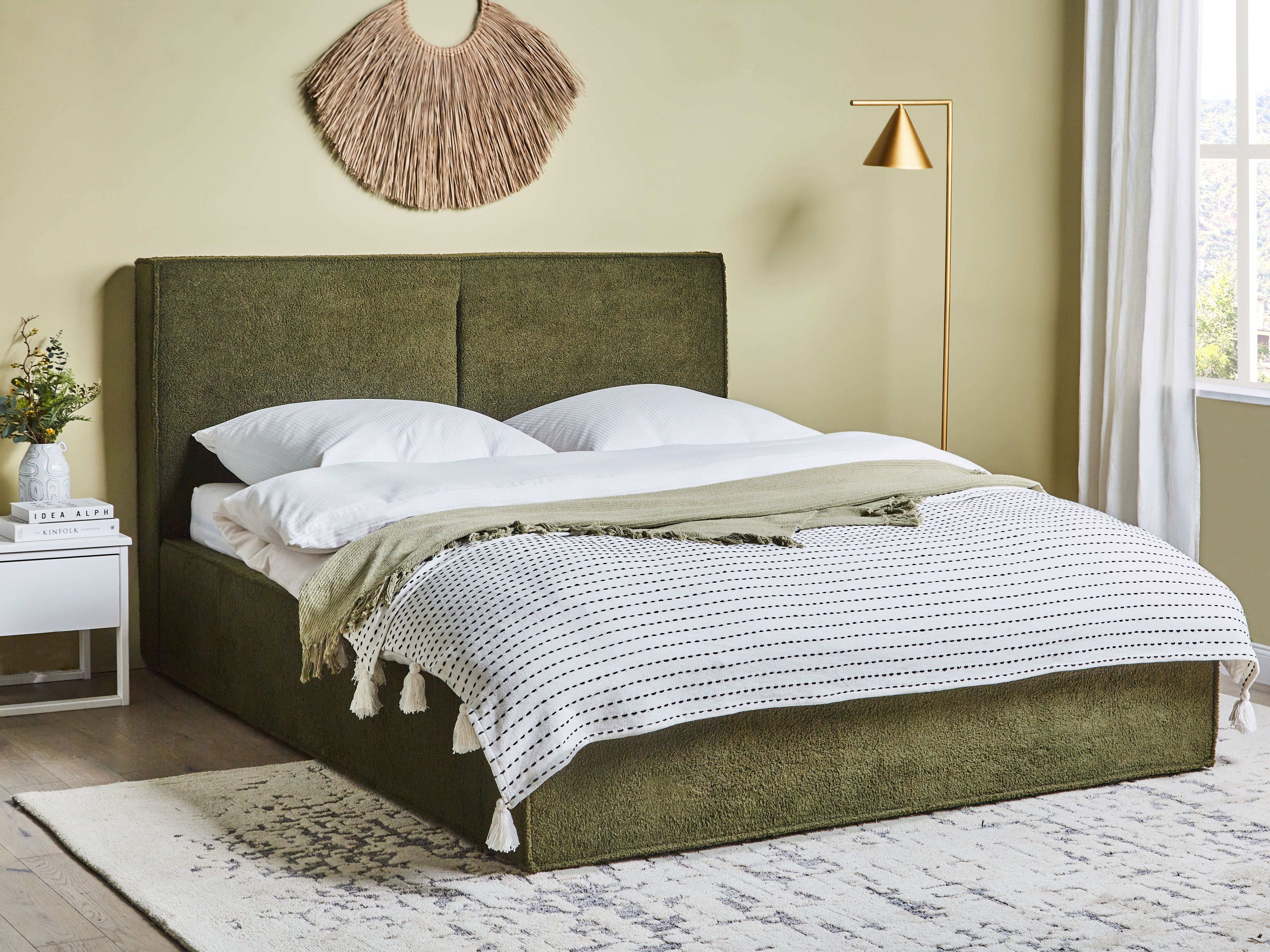 Ottoman Bed Boucle MOISSAC 160 x 200 cm (EU King Size) Dark Green