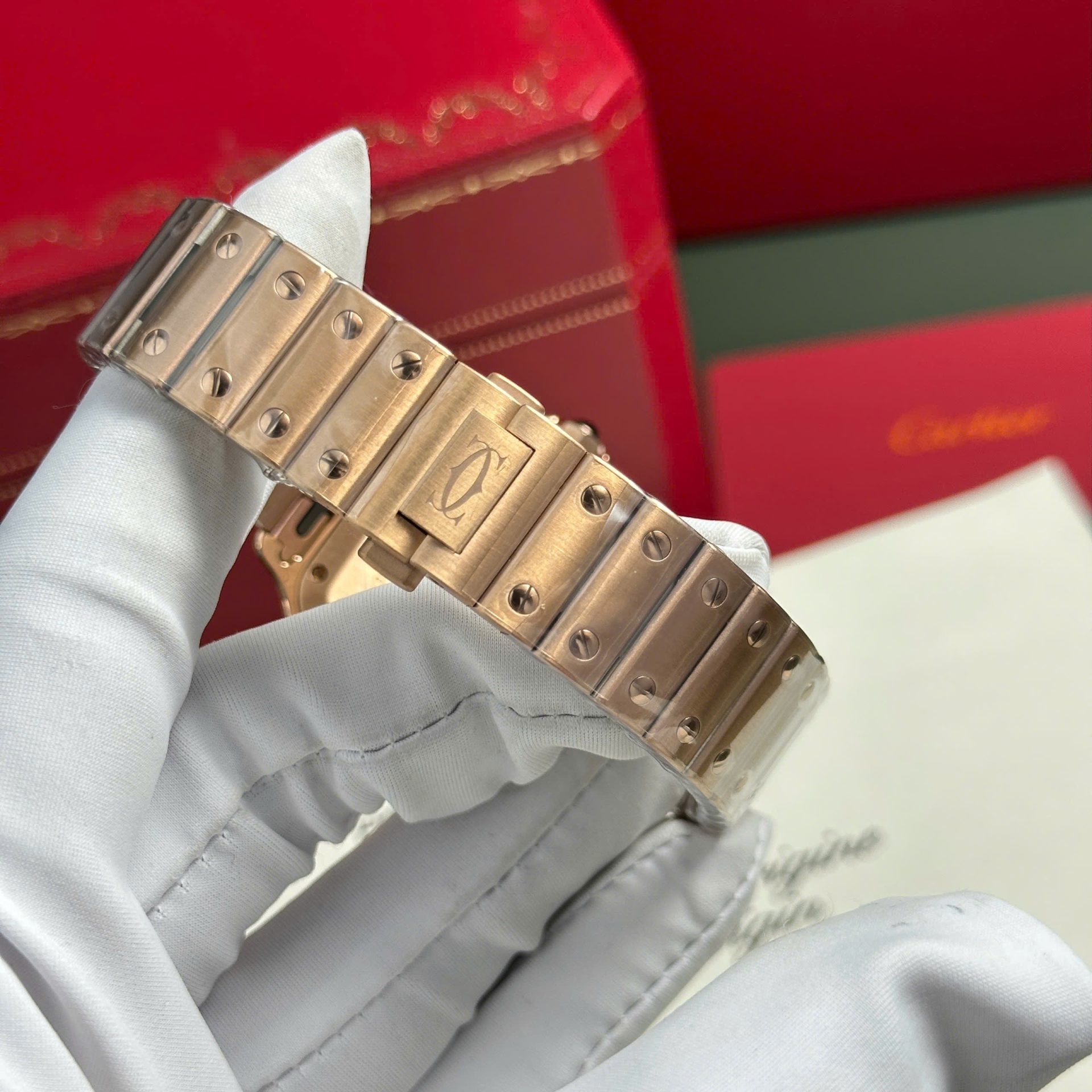 Cartier Santos Rose Gold Replica 11 Watch Dial White BV Factory 35mm - Top club