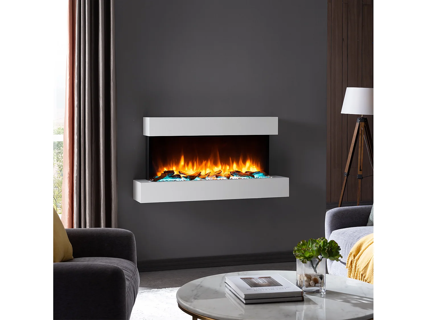 Cheminée électrique BALDERIA Ignis - Cheminée murale - Blanc