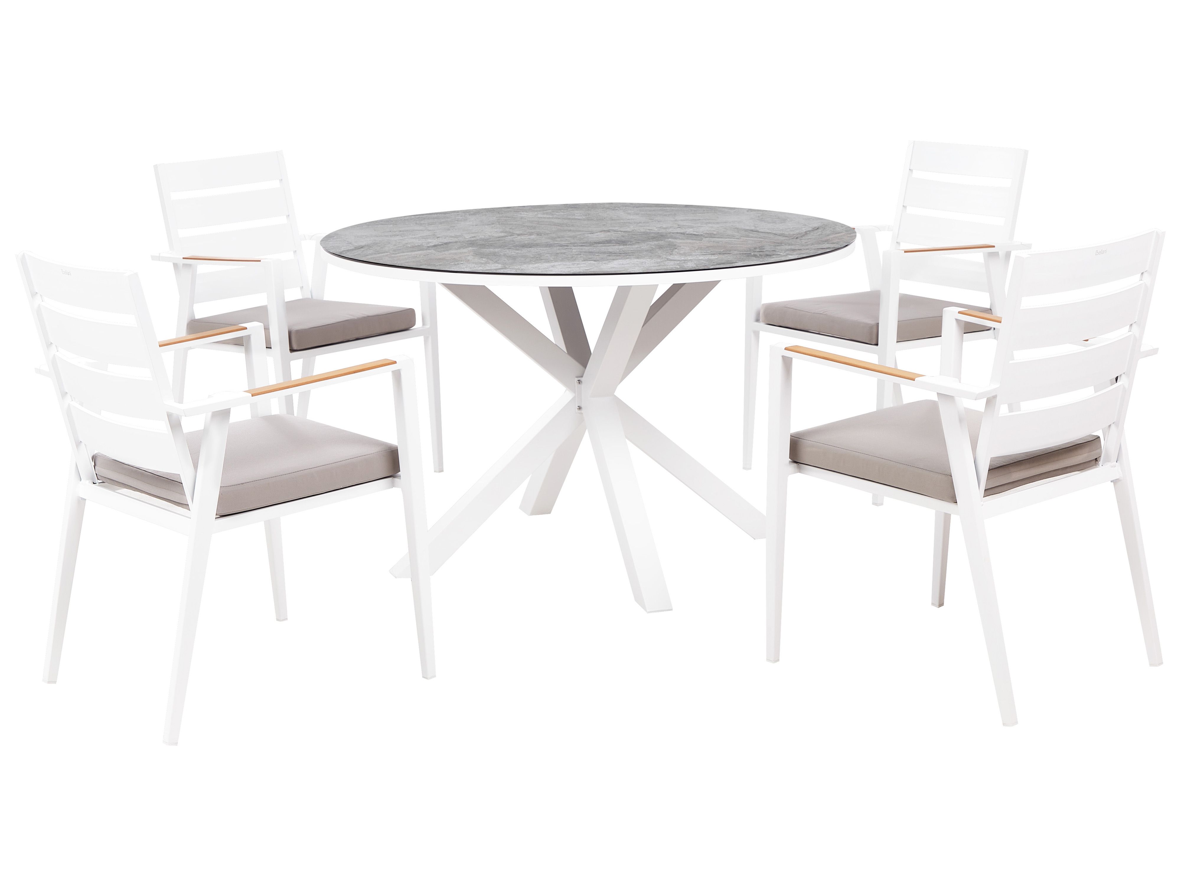 Garden Dining Set 4 Seater MALETTO/TAVIANO with Cushions Metal Marble Effect Grey