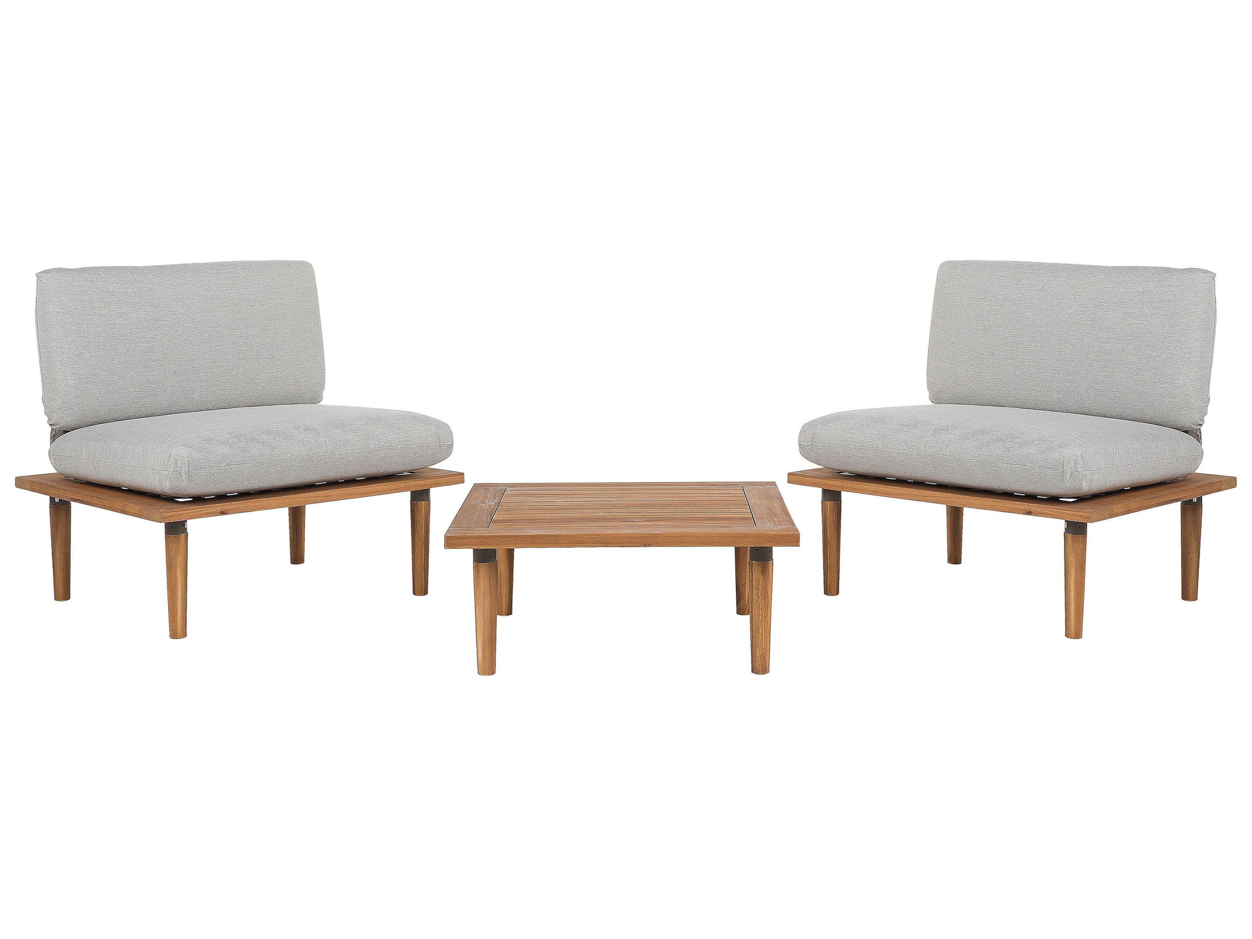 Garden Lounge Set with Table 2 Seater FRASCATI Modular Certified Acacia Wood Light Grey