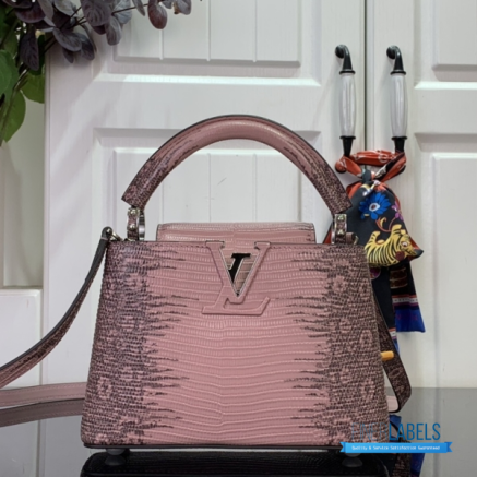 Blush Pink Lizard Embossed Mini Top Handle Handbag1:1High-quality replica