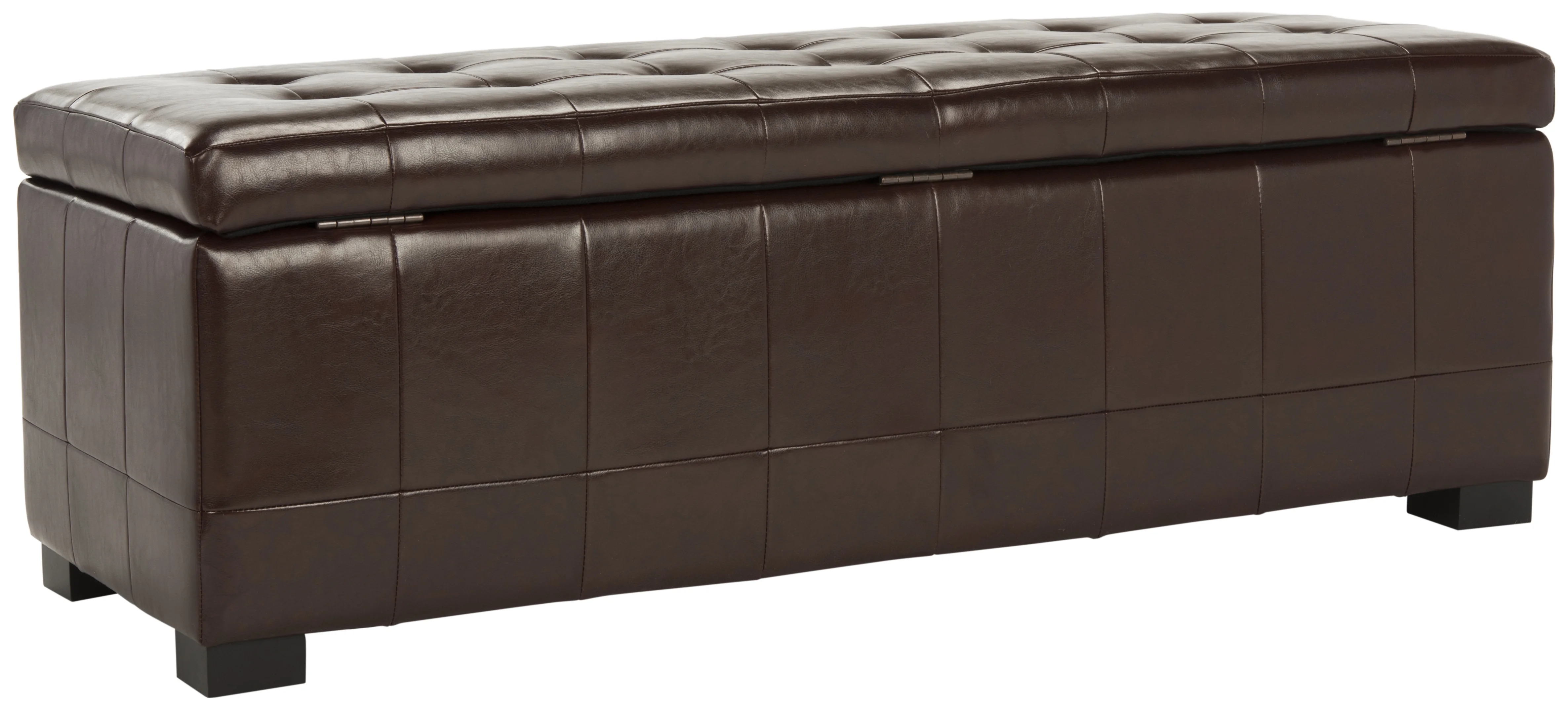 SAFAVIEH Large Manhattan Rustic Tufted Storage Bench, Brown - Image 10