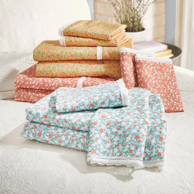 Ditsy Floral Crochet Microfiber Sheet Set - MIDNIGHT VELVET CATALOG