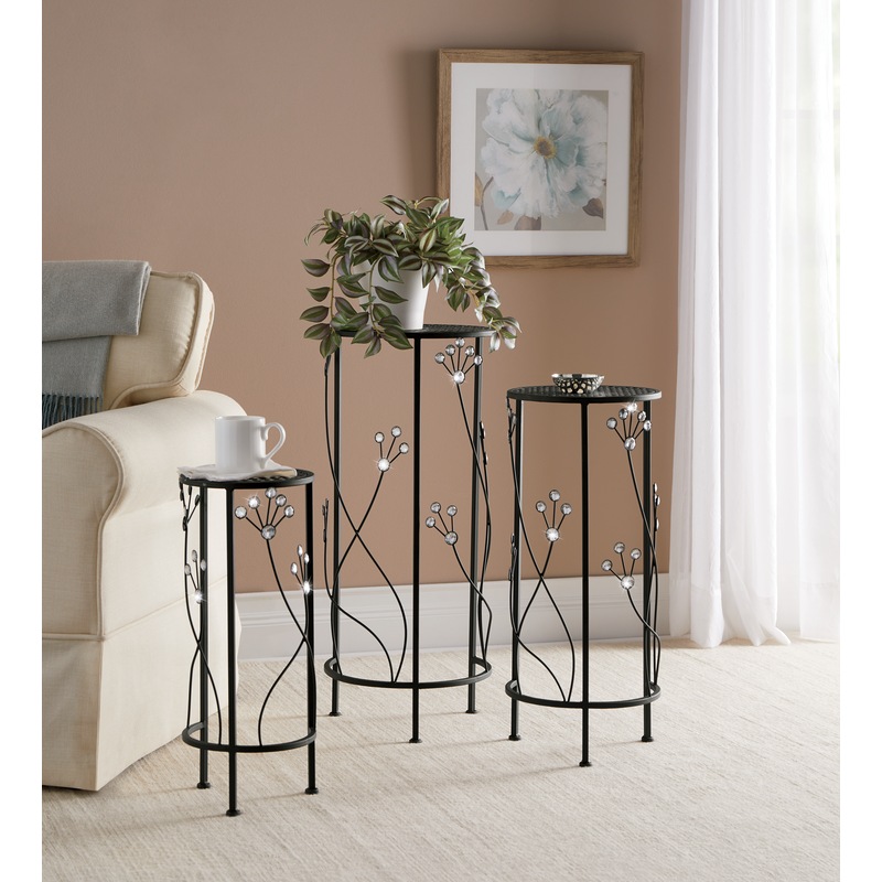 Set of 3 Round Plant Stands - MIDNIGHT VELVET CATALOG