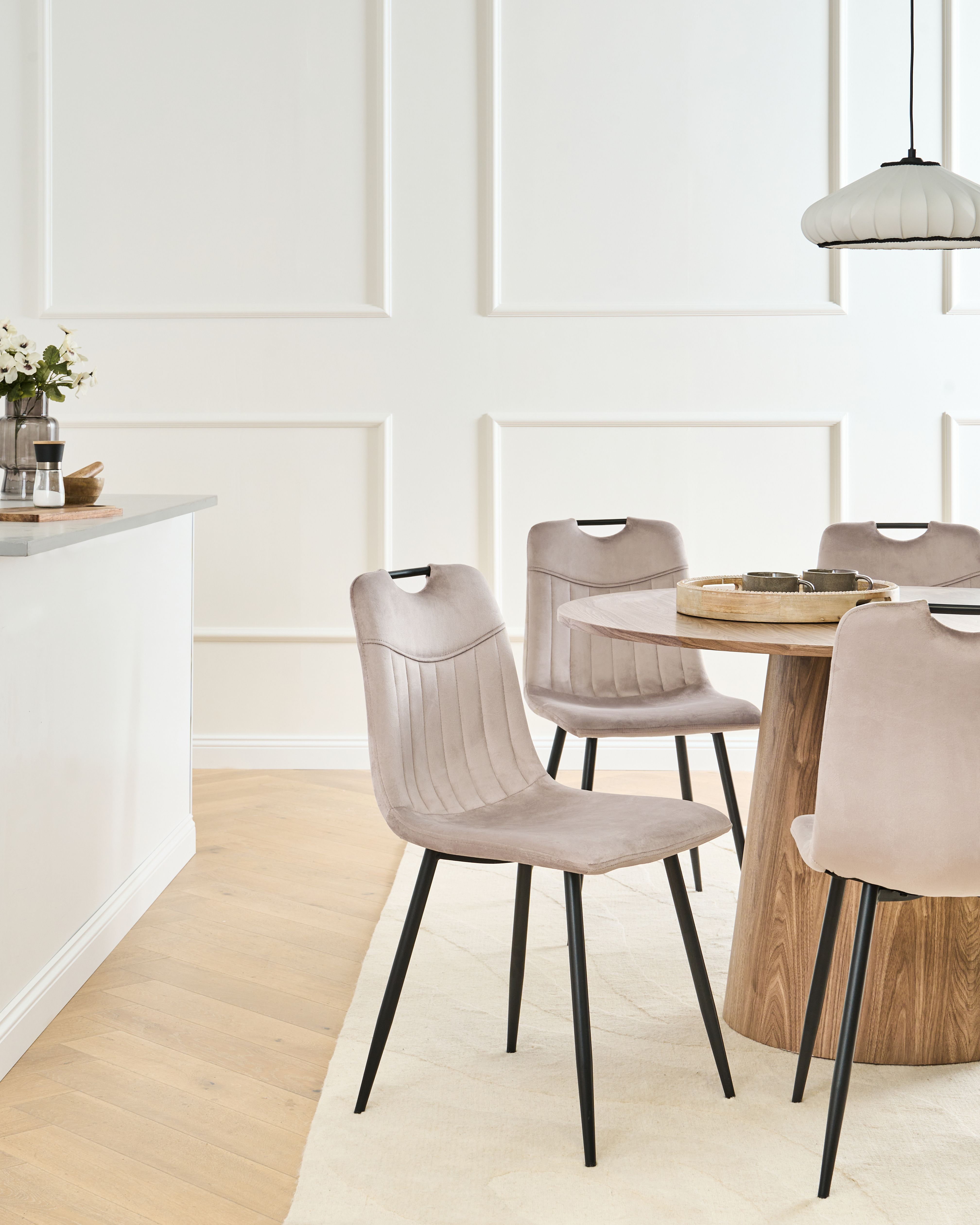 Set of 4 Dining Chairs ARGYLE Velvet Taupe