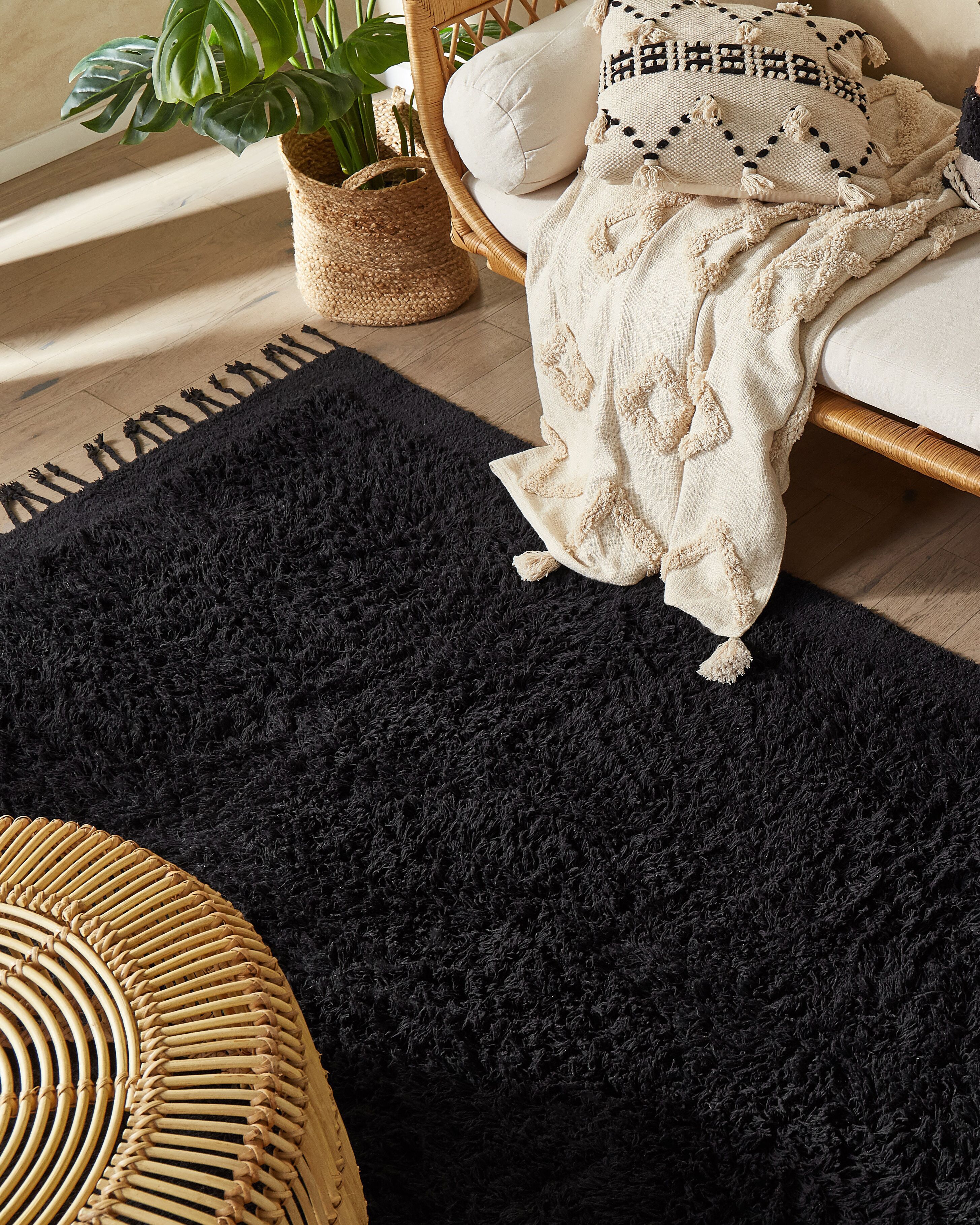 Rug BITLIS Black 140 x 200 cm Cotton