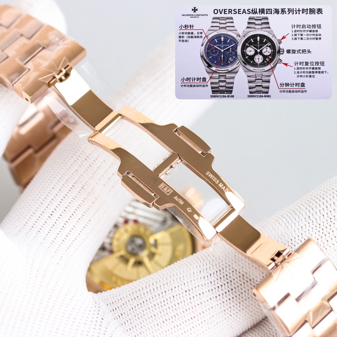 Fake Vacheron Constantin Replica Watch Overseas chronograph 42.5 MM PINK GOLD 5520V/210R-B966 TWF(1:1 replica) - Top club