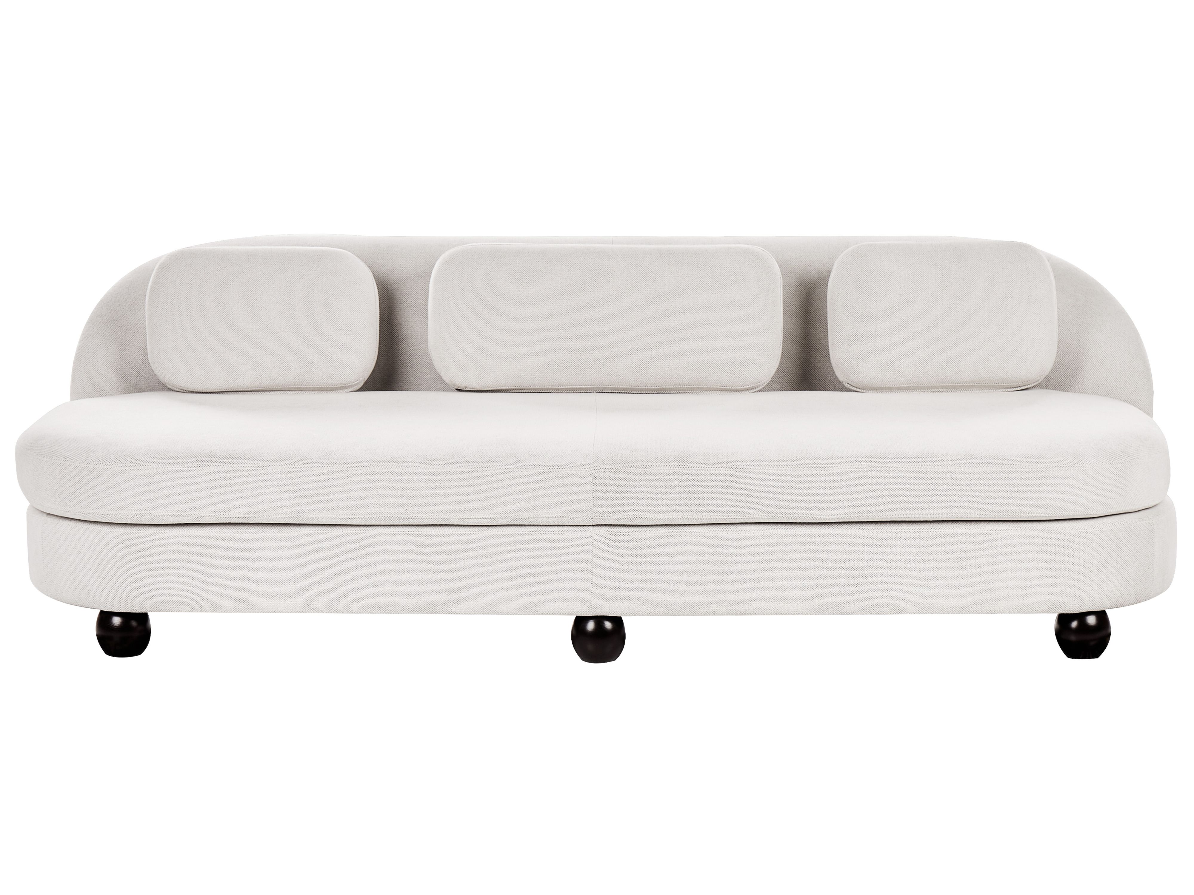 Sofa 3 Seater FANSEN Fabric Off-White with Cushion