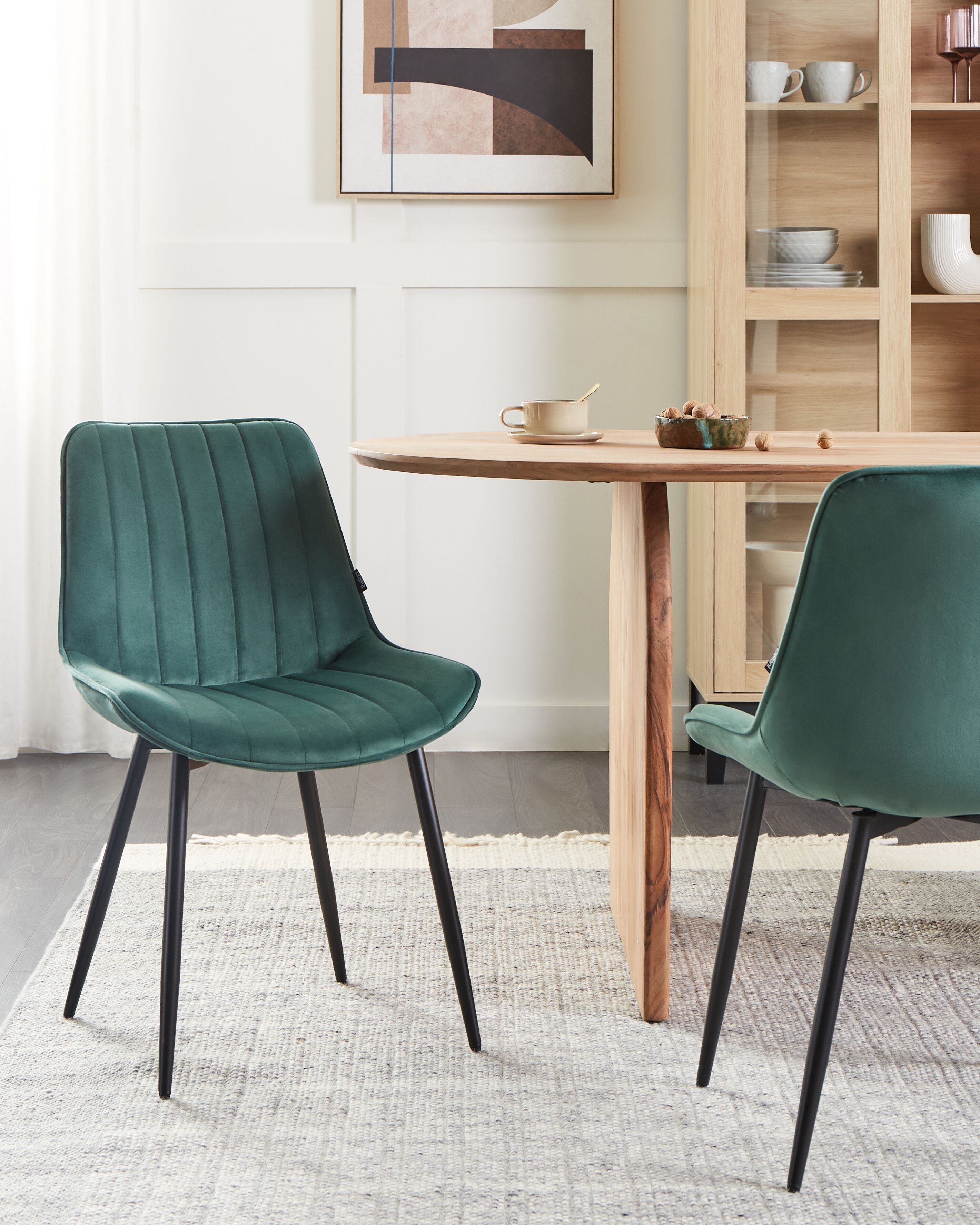 Set of 2 Dining Chairs DUBROVNIK Velvet Emerald Green