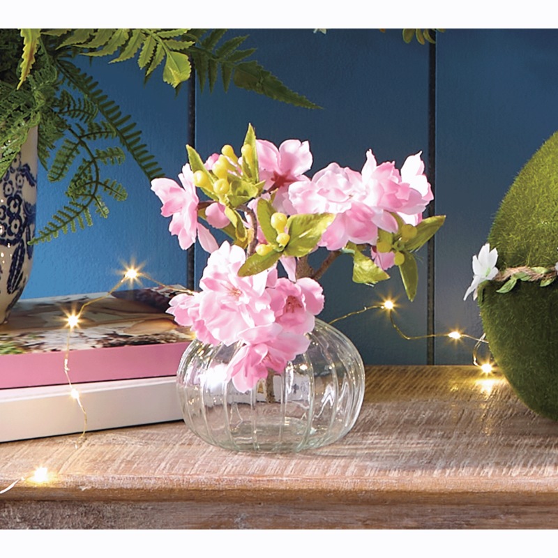 Cherry Blossom in Glass Vase - MIDNIGHT VELVET CATALOG