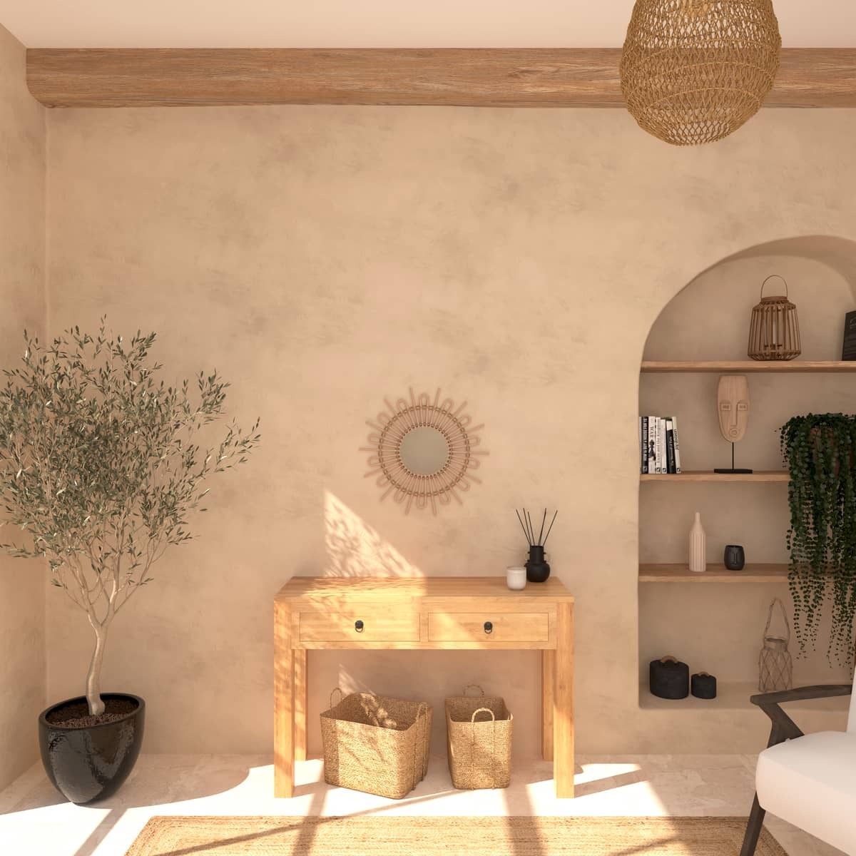 Mirror"Flore" Rattan, D.50 cm