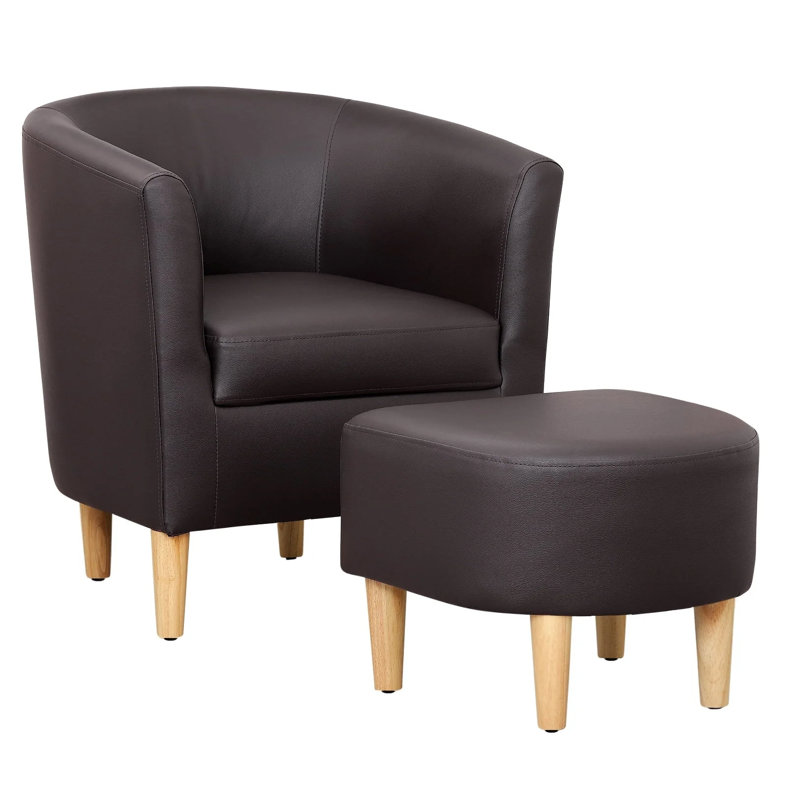 Dazone Swivel Armchair & Ottoman Set, Modern Accent Upholstered Single Sofa Chair With Footstool, 360°Rotating Armchair and Footrest Set, Club Tub Chair for Living Room Bedroom Reading Room,Gray - Image 10