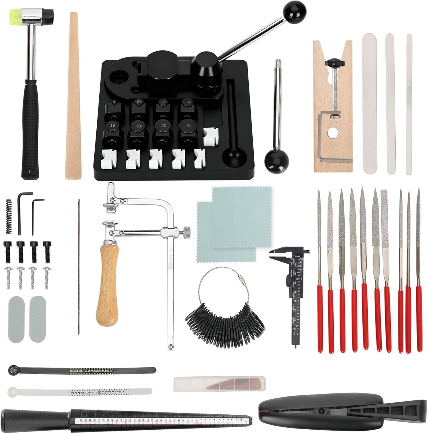 18 Pcs Ring Bender, Complete Ring Bender Tool Rings Bending, Spoon Rings Maker Machine with Nylon Mold, Multi-Functional Ring Earring Bending Tool, Sizer Measuring Tools Suitable for Gift-Giving