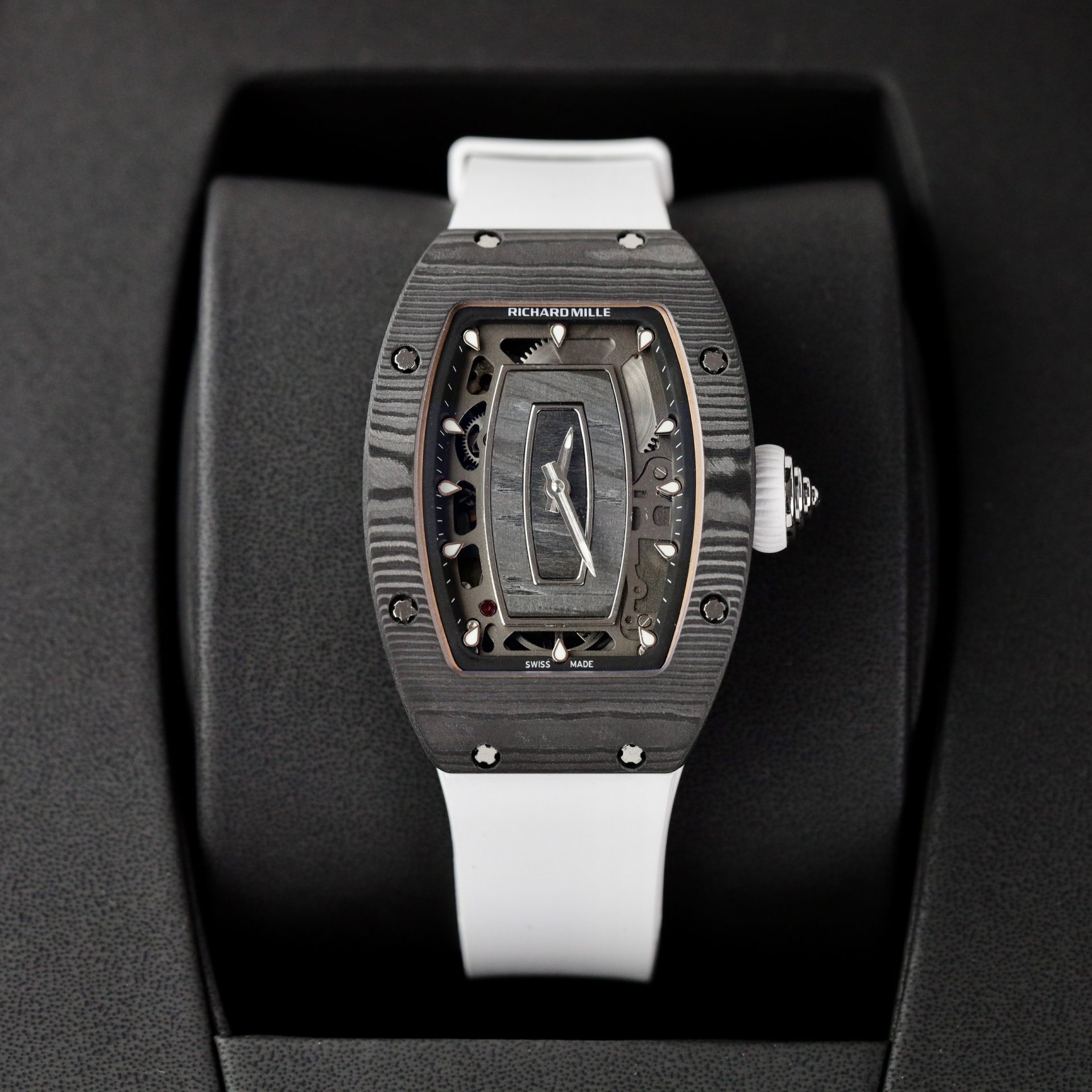 Richard Mille Replica 1:1 Watch RM07 Carbon White Rubber Strap Best Quality 36mm - Elite Watch Atelier