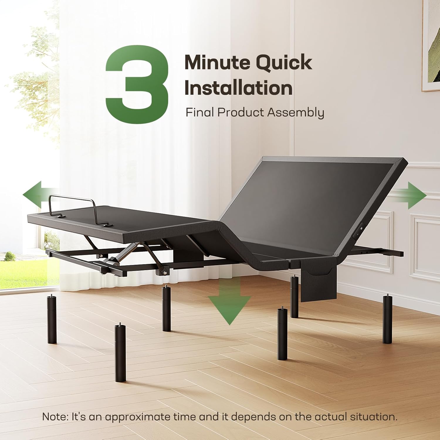 Marsail MS01-2 Twin XL Adjustable Bed Base with Massage-APP Connects Adjustable Bed Frame with 4 Height Options, 3 Minutes Fast Assembly, Wireless Control Adjustable Bed with Under-Bed Nightlight