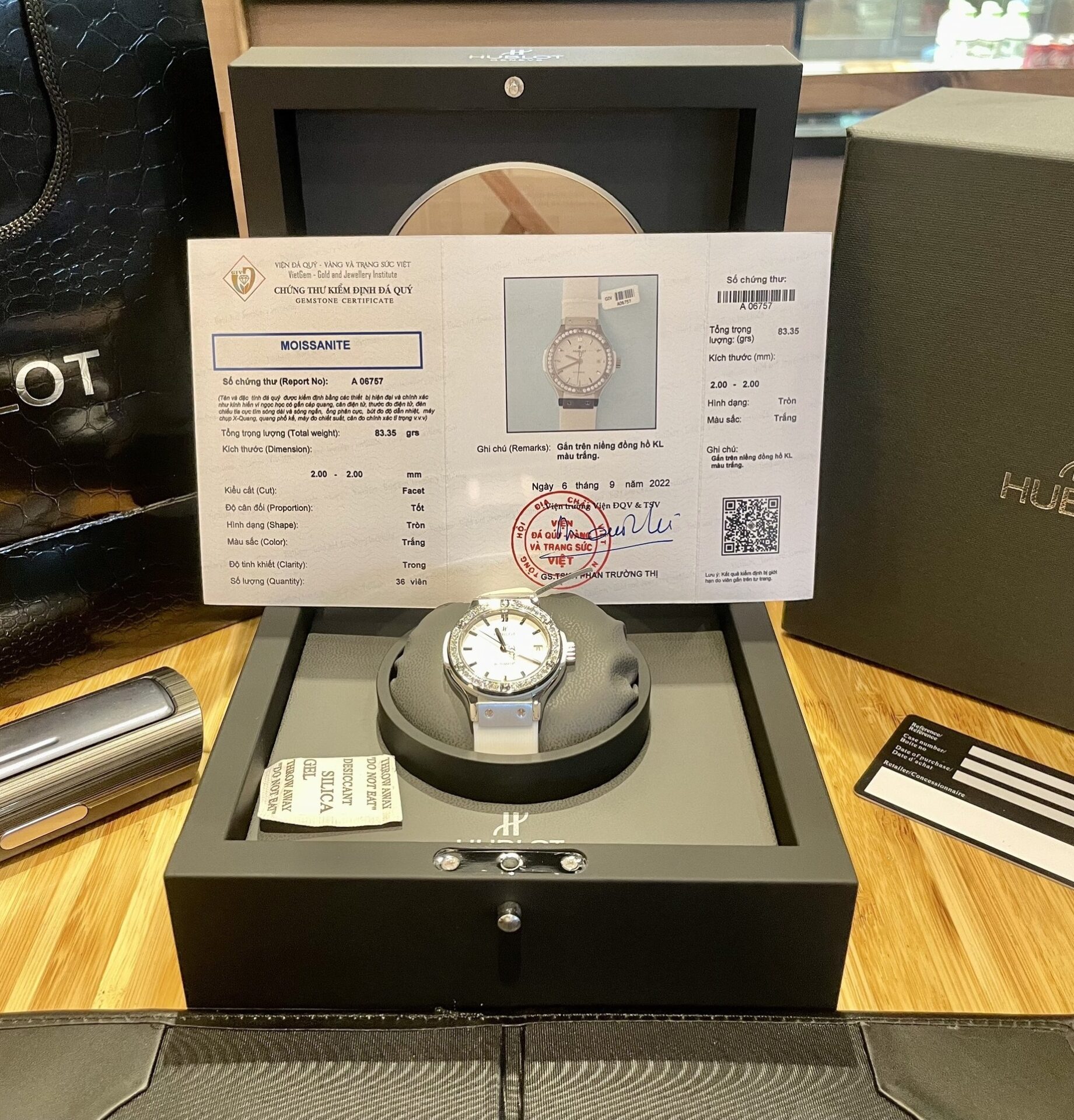 Hublot Replica Watch Classic Fusion White Dial Custom Moissanite Diamonds 38mm - Elite Watch Atelier