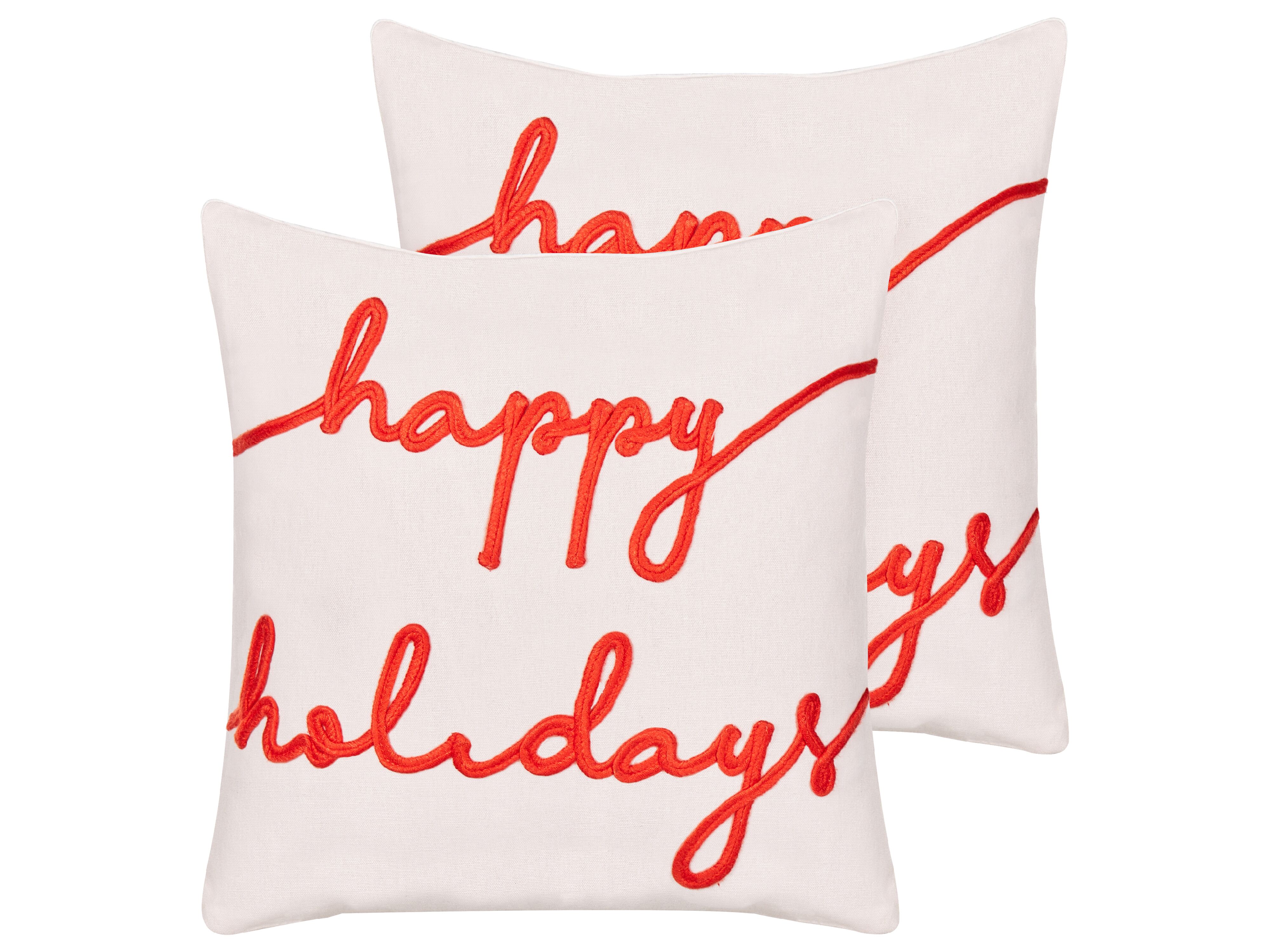 Set of 2 Decorative Cushions EXACUM Velvet 45 x 45 cm White Christmas Motif
