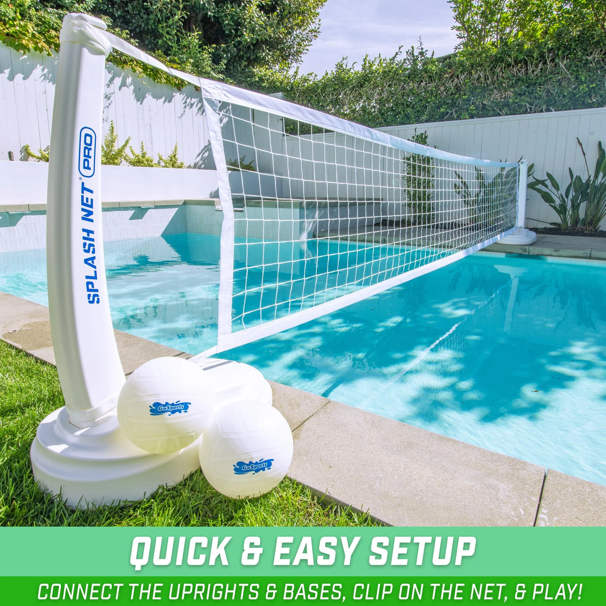 GoSports Splash Net PRO Pool Volleyball Net - Includes 2 Water Volleyballs and Pump - White - Image 6