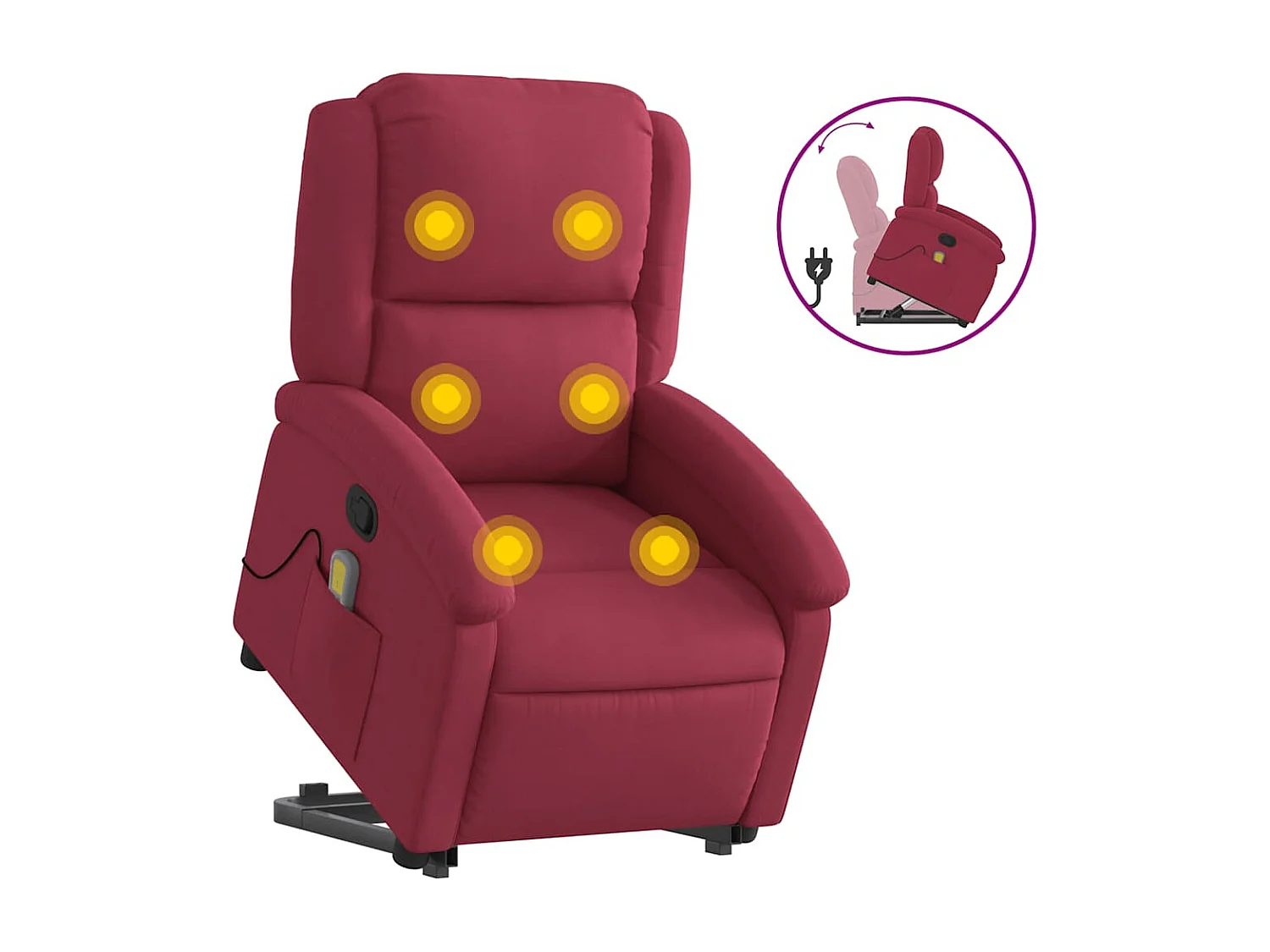 Fauteuil inclinable-Chaise de relax-Fauteuil de Massage Rouge bordeaux Velours SHL1763