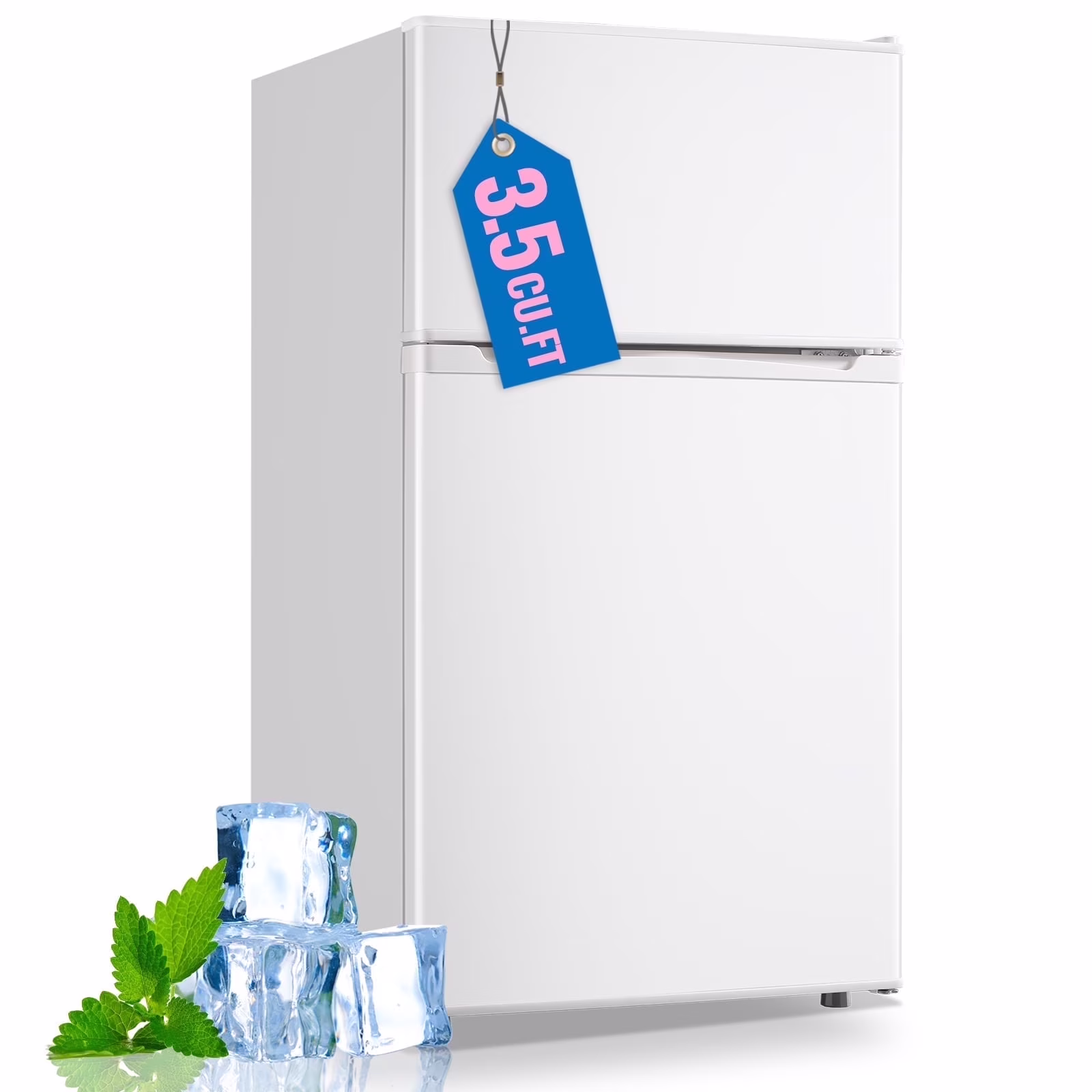 WANAI 3.5 Cubic feet Small Refrigerator with Freezer on Top Double Door Mini Fridge New White