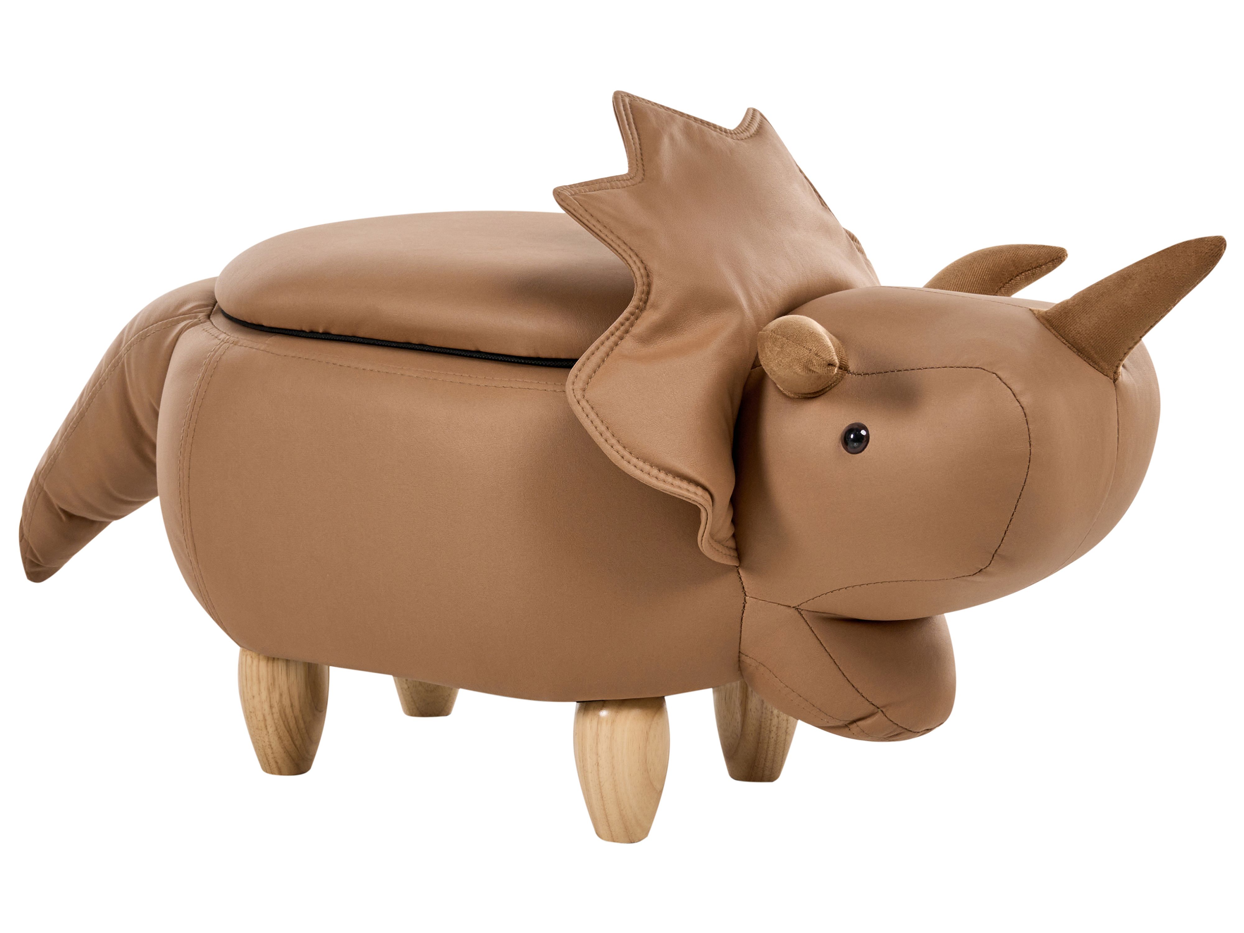 Storage Animal Stool TRICERATOPS Fabric Brown Dinosaur
