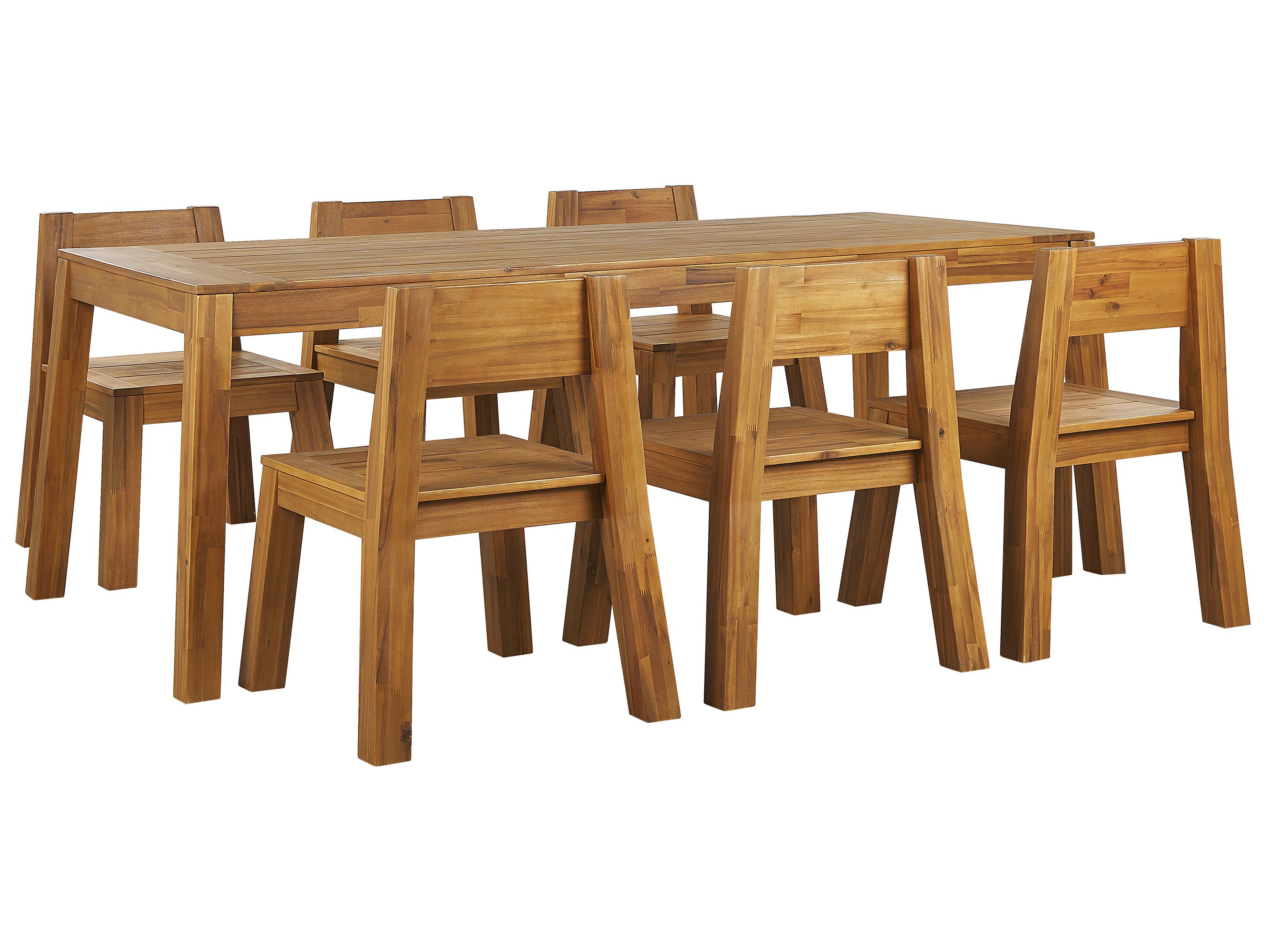 Garden Dining Set 6 Seater LIVORNO Acacia Wood Brown