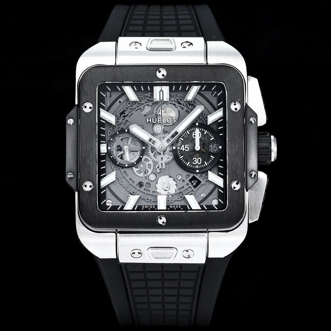Hublot Big Bang, Square Bang Unico 42mm Textured Rubber Strap(1:1 replica) - Elite Watch Atelier