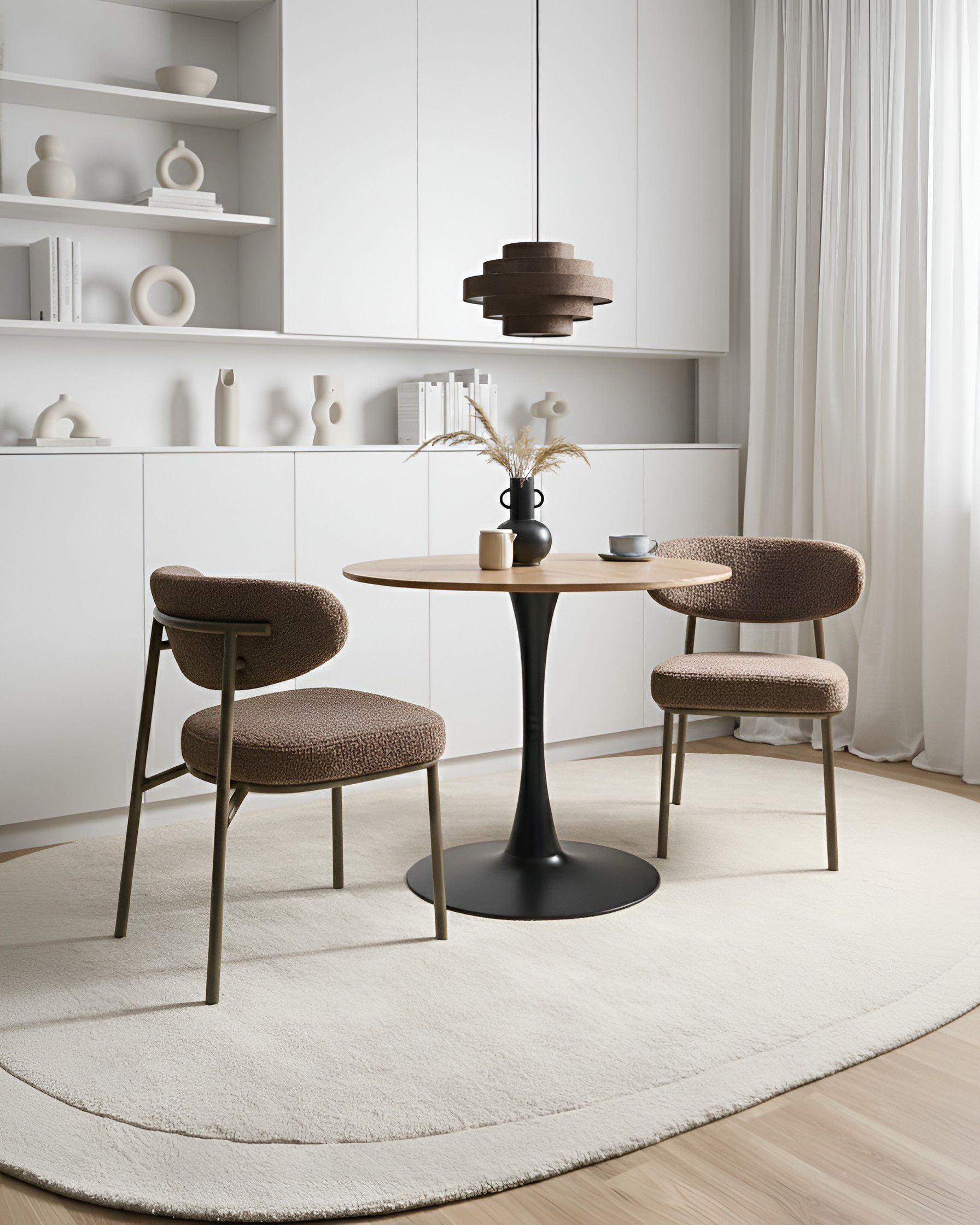 Set of 2 Dining Chairs UNITY Boucle Taupe