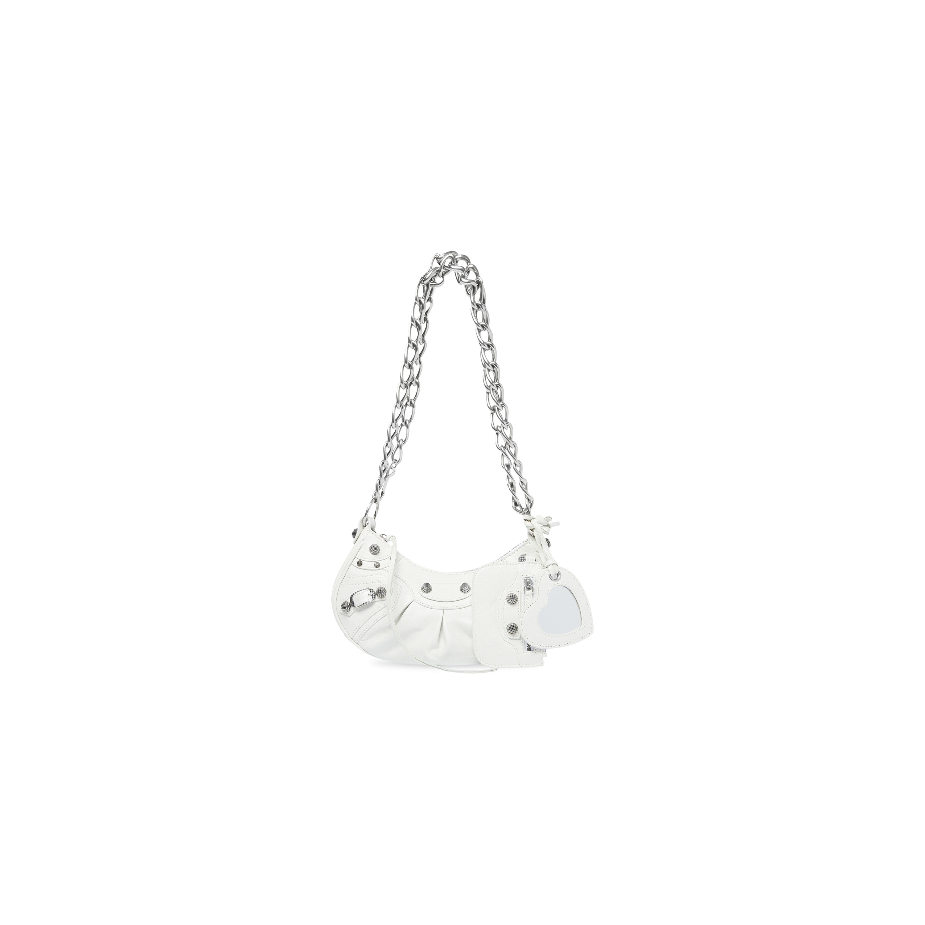 WOMEN'S LE CAGOLE XS SHOULDER BAG WITH CHAIN IN OPTIC WHITE - Replicaclubs