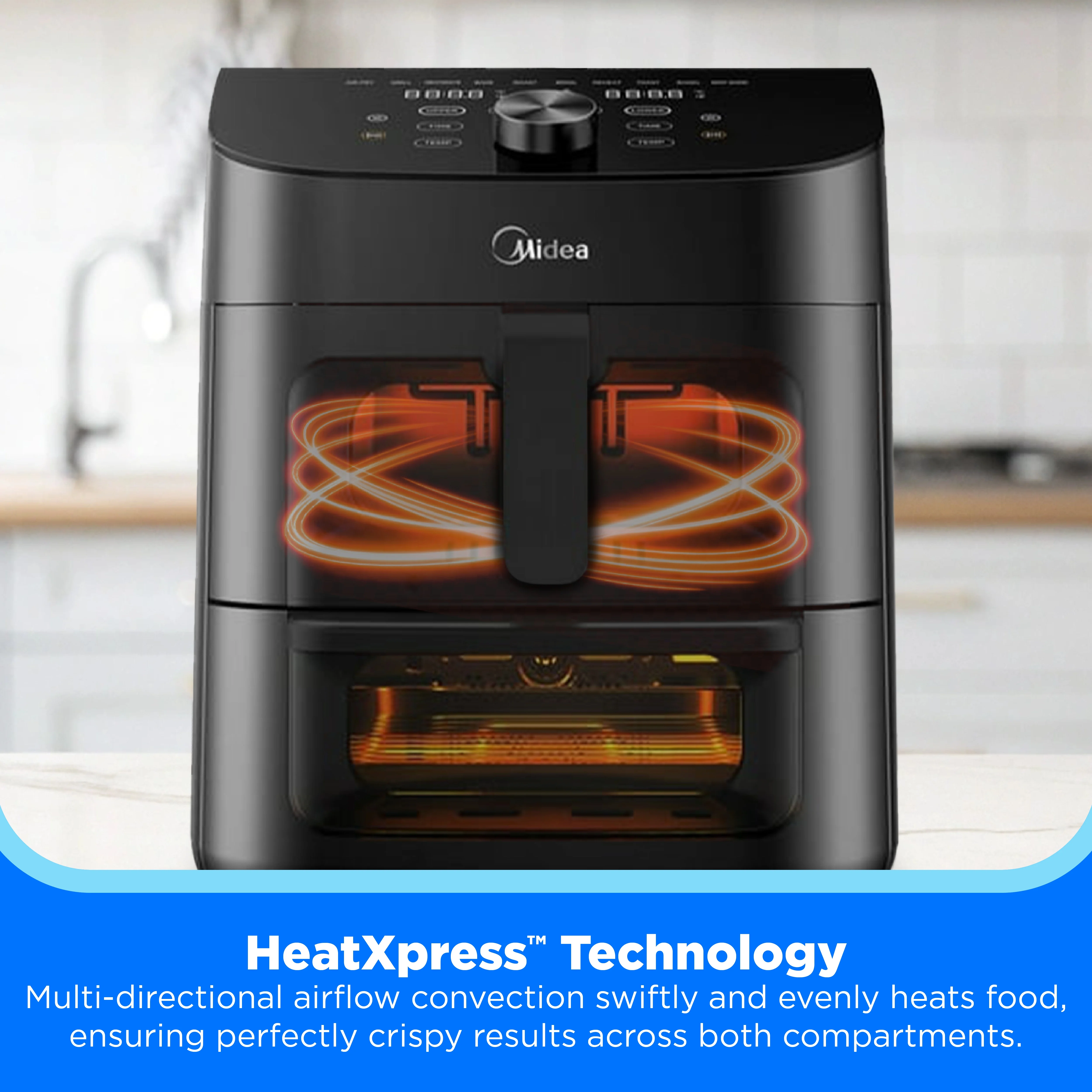 Midea 11 Quart 2-Basket Air Fryer, 8-in-1 Sync Finish Cooking