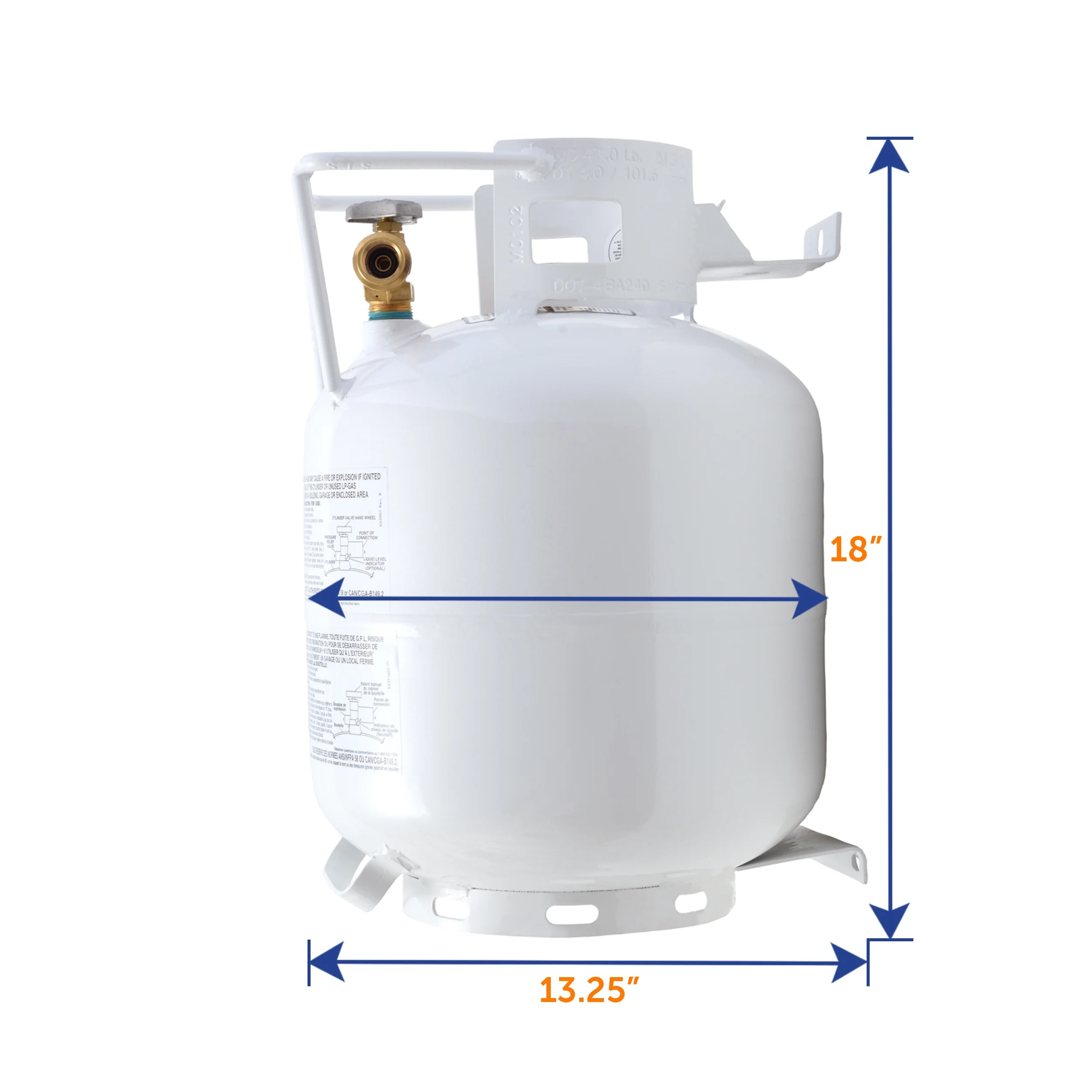 Flame King 20LB Empty Steel Horizontal Propane Tank Cylinder with OPD & Built-in Gauge - Image 4