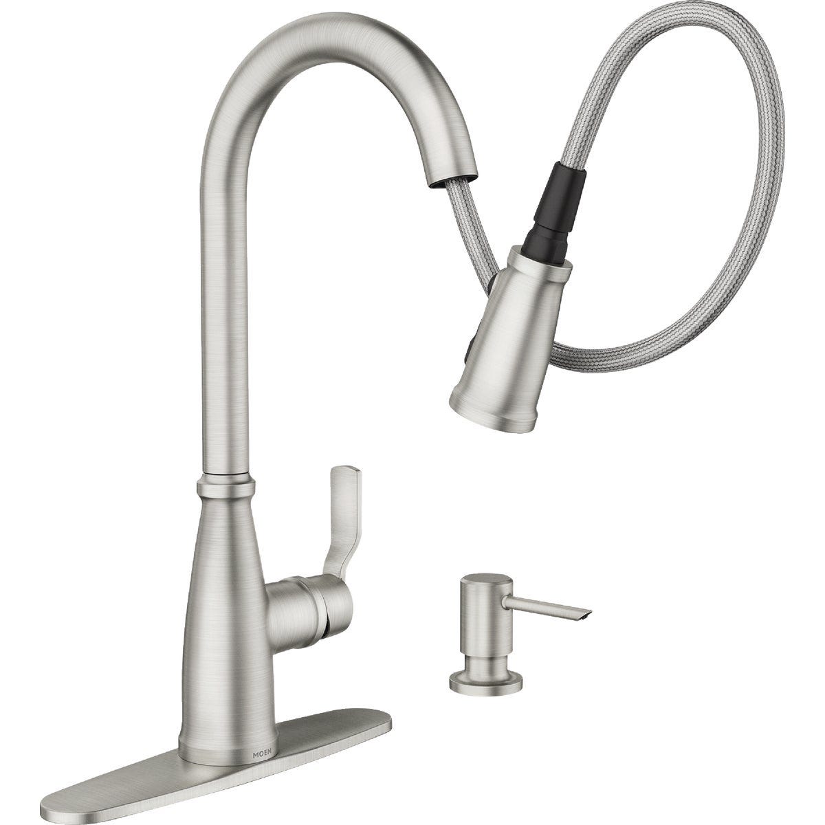 Moen Nolia 1-Handle Pull-Down High Arc Kitchen Faucet, Spot Resistant Stainless