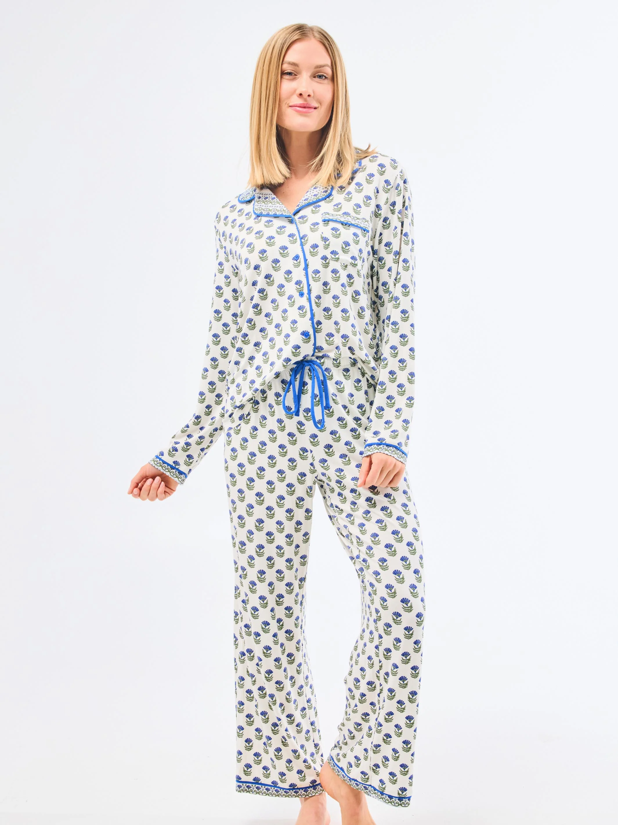 Women's Charlotte Pants Set | Floral Foulard Navy