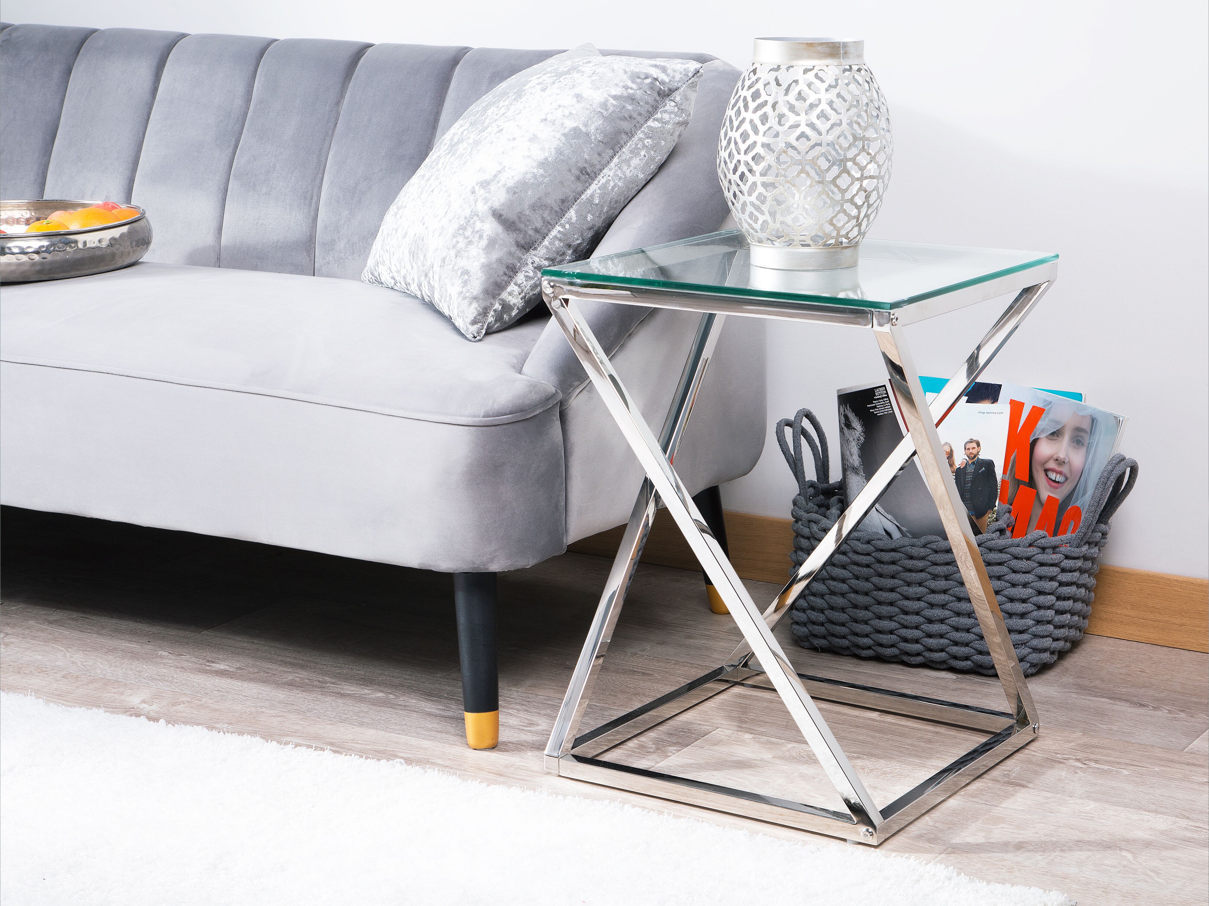 Side Table BEVERLY Glass Silver